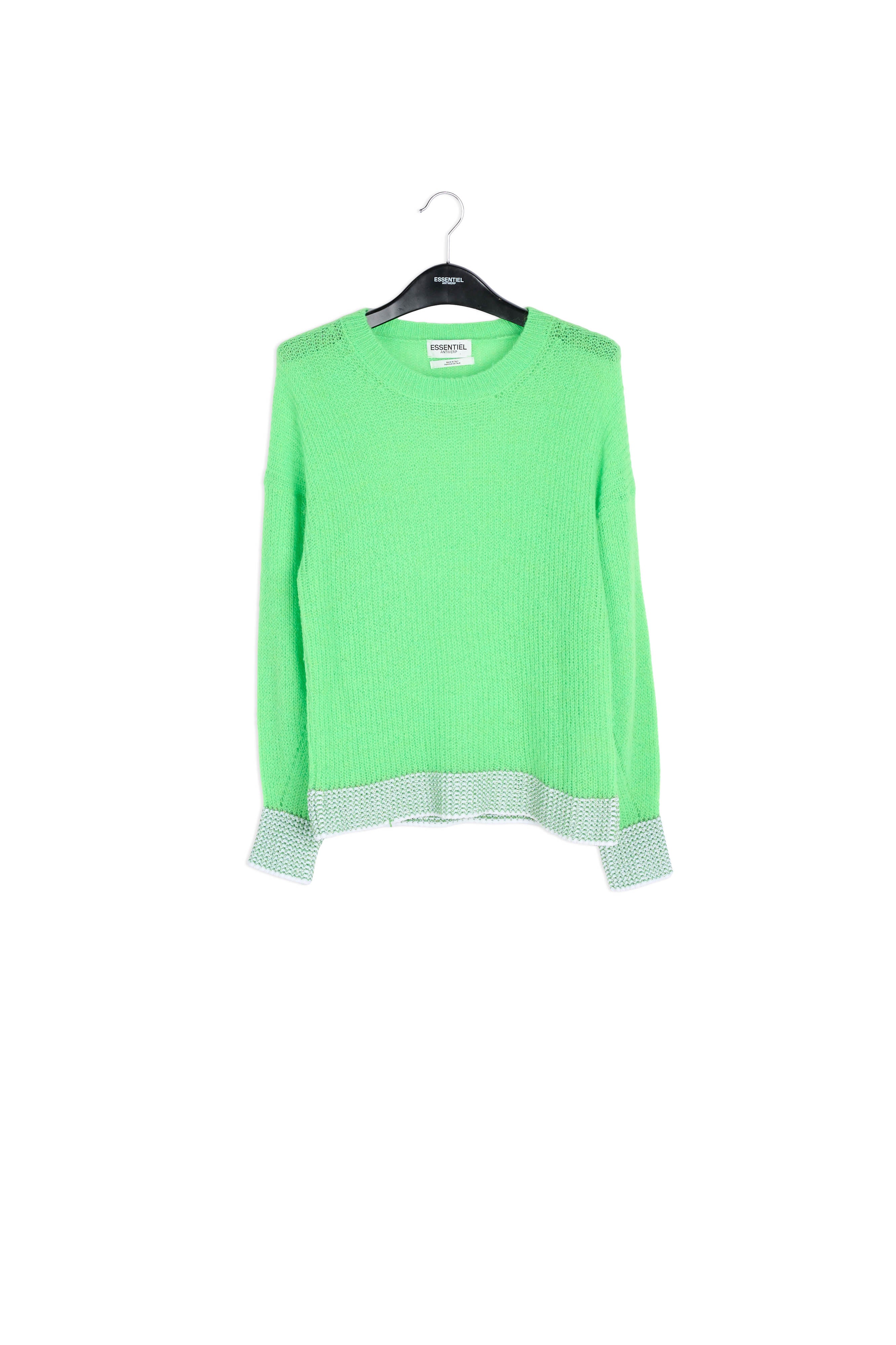 Bright green summer sweater with contrasting trims RE—SSENTIEL | Essentiel second hand