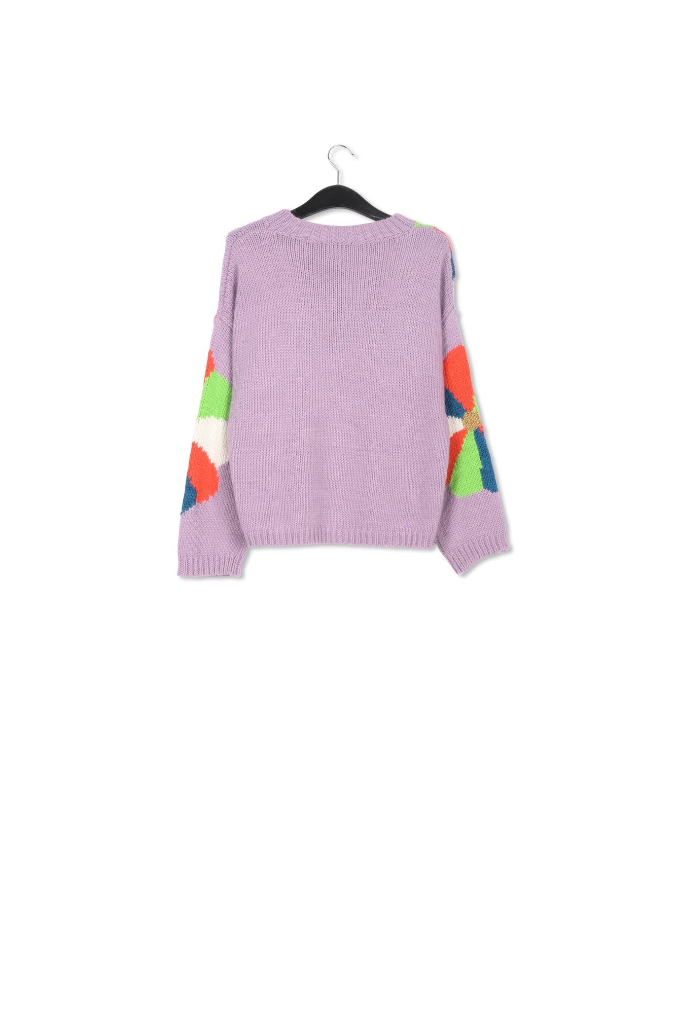 Lila trui met intarsia bloemen RE—SSENTIEL | Essentiel second hand