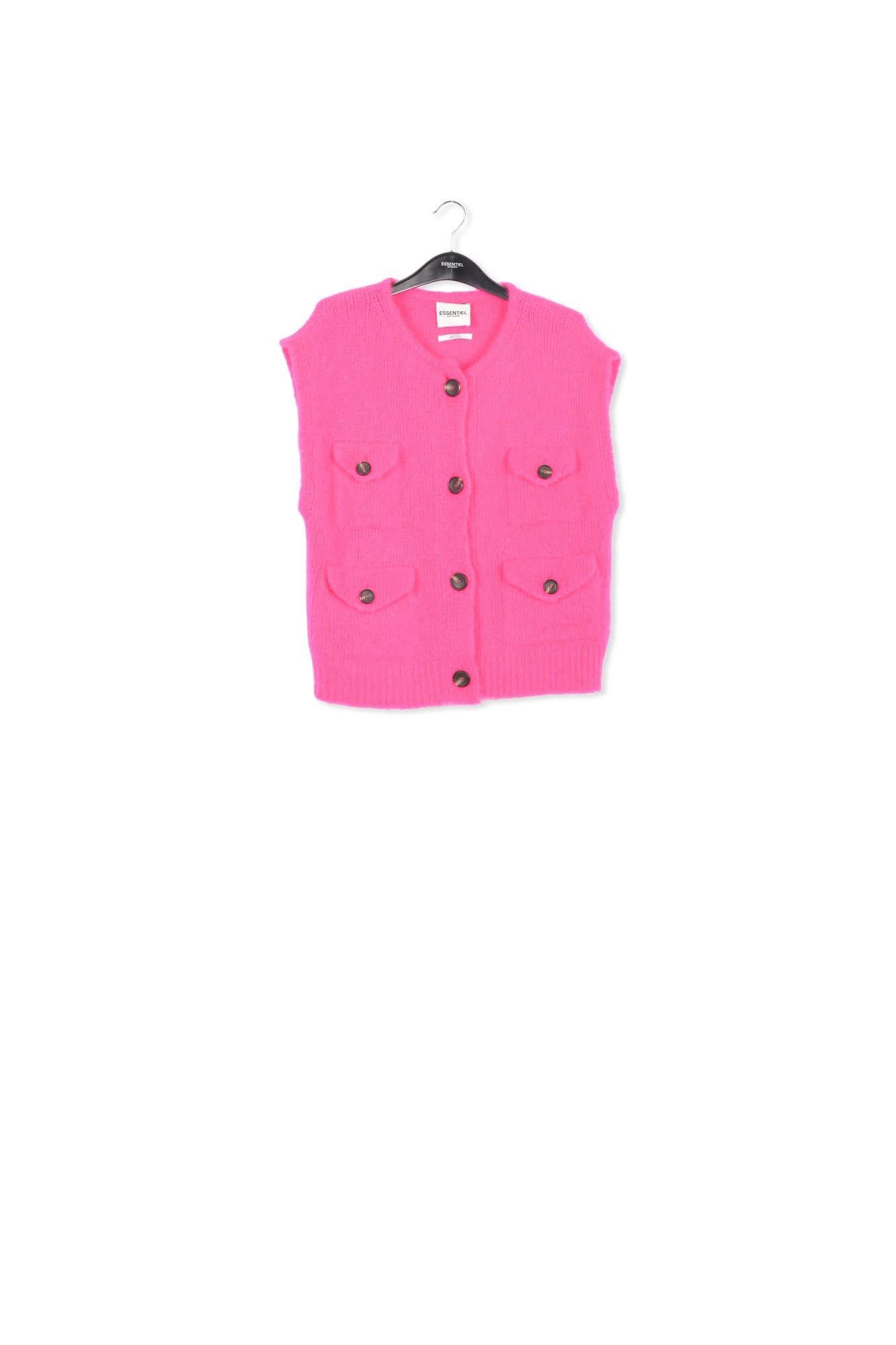 Cardigan sans manches en mohair mélangé rose néon RE—SSENTIEL | Essentiel second hand