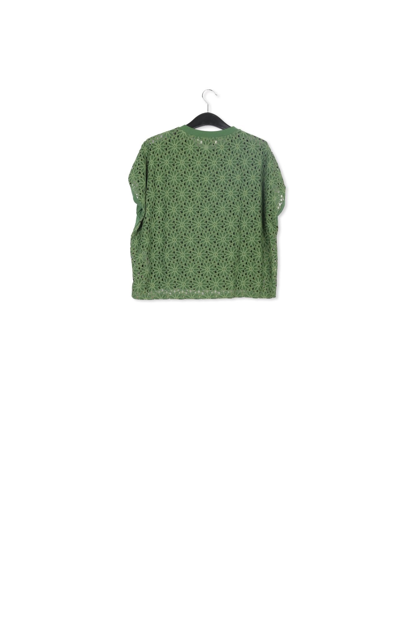 Dark green T-shirt with lace back panel RE—SSENTIEL | Essentiel second hand