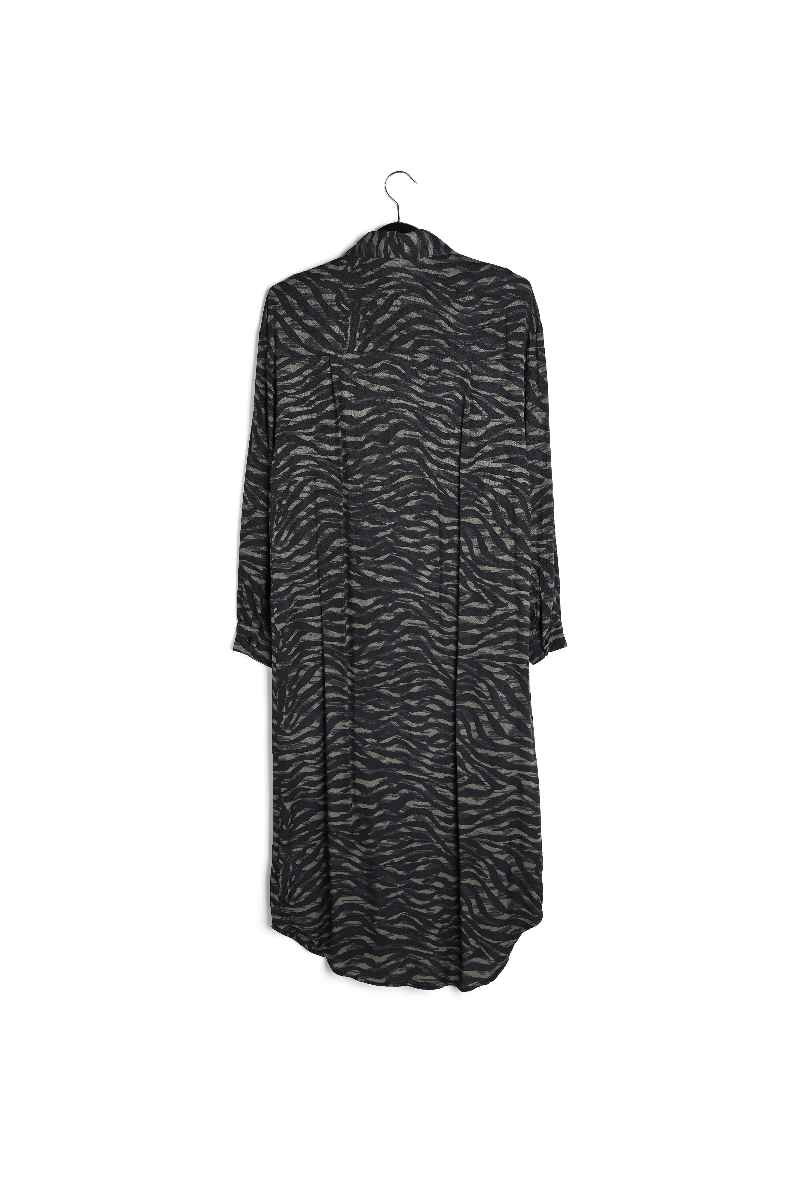 Midi-hemdjurk met groene en zwarte zebraprint RE—SSENTIEL | Essentiel second hand