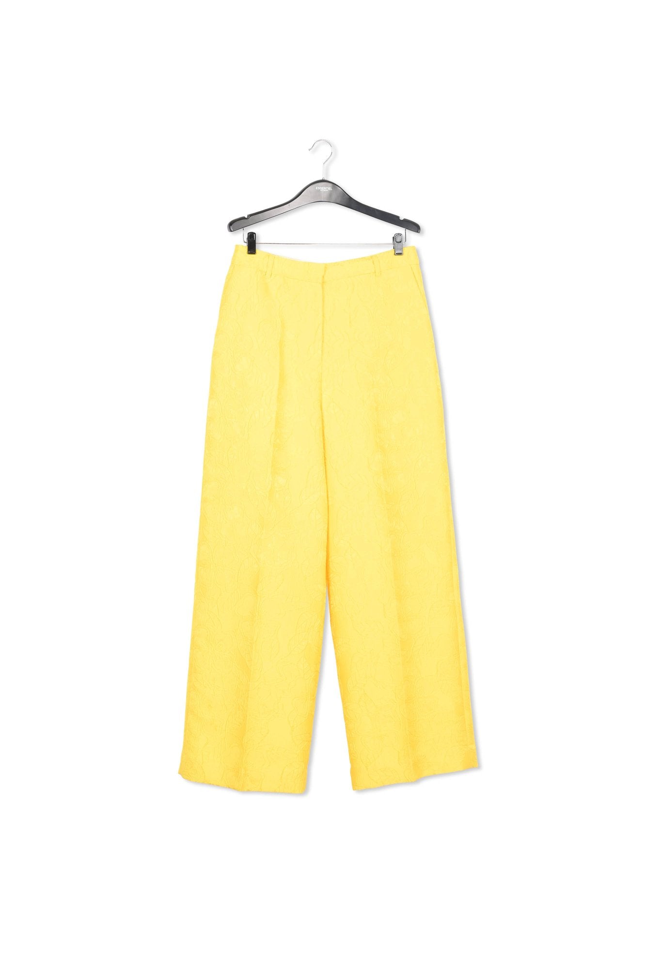 Yellow floral-jacquard straight-leg pants RE—SSENTIEL | Essentiel second hand
