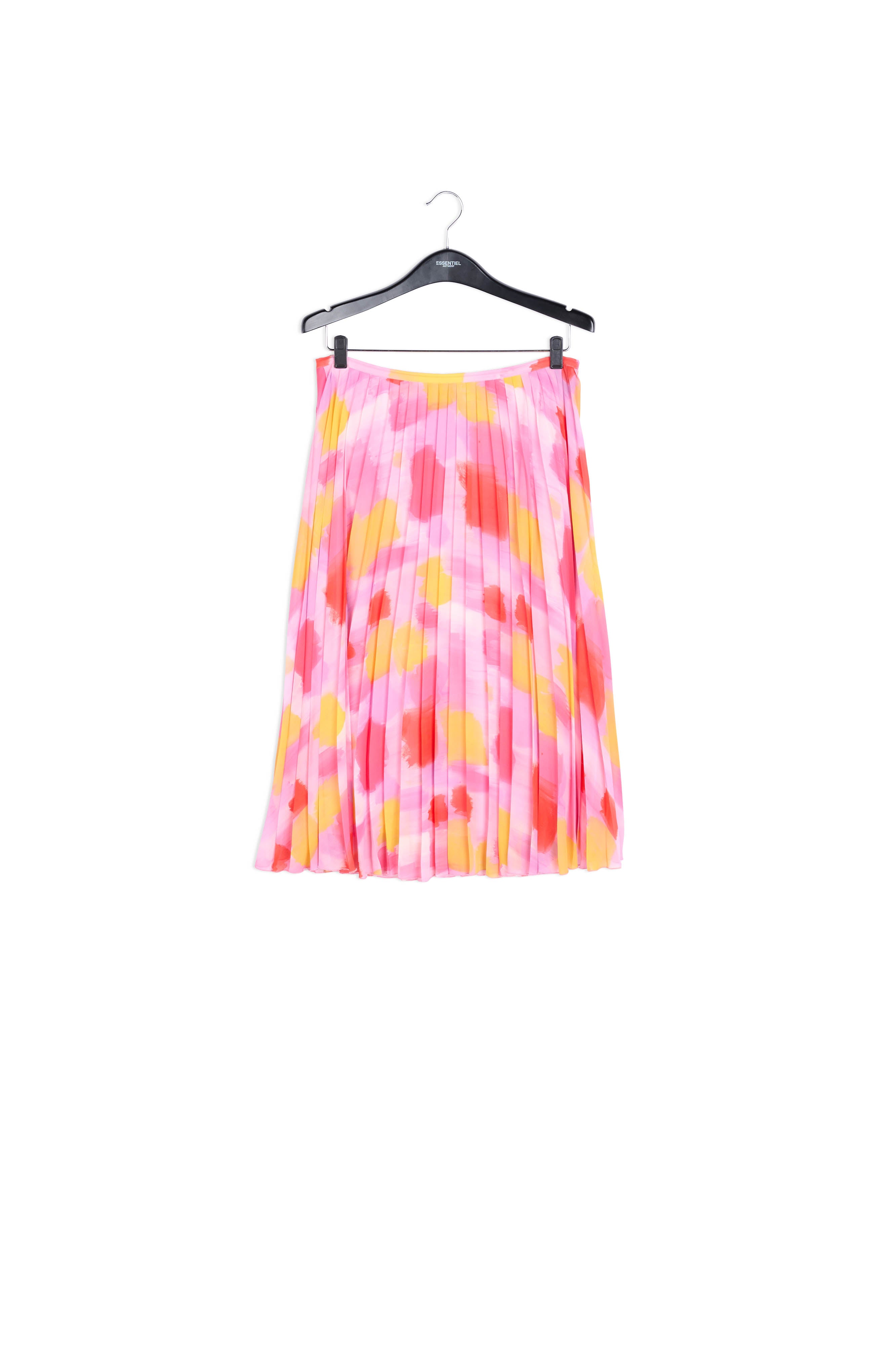 Pink and yellow plissé midi skirt RE—SSENTIEL | Essentiel second hand