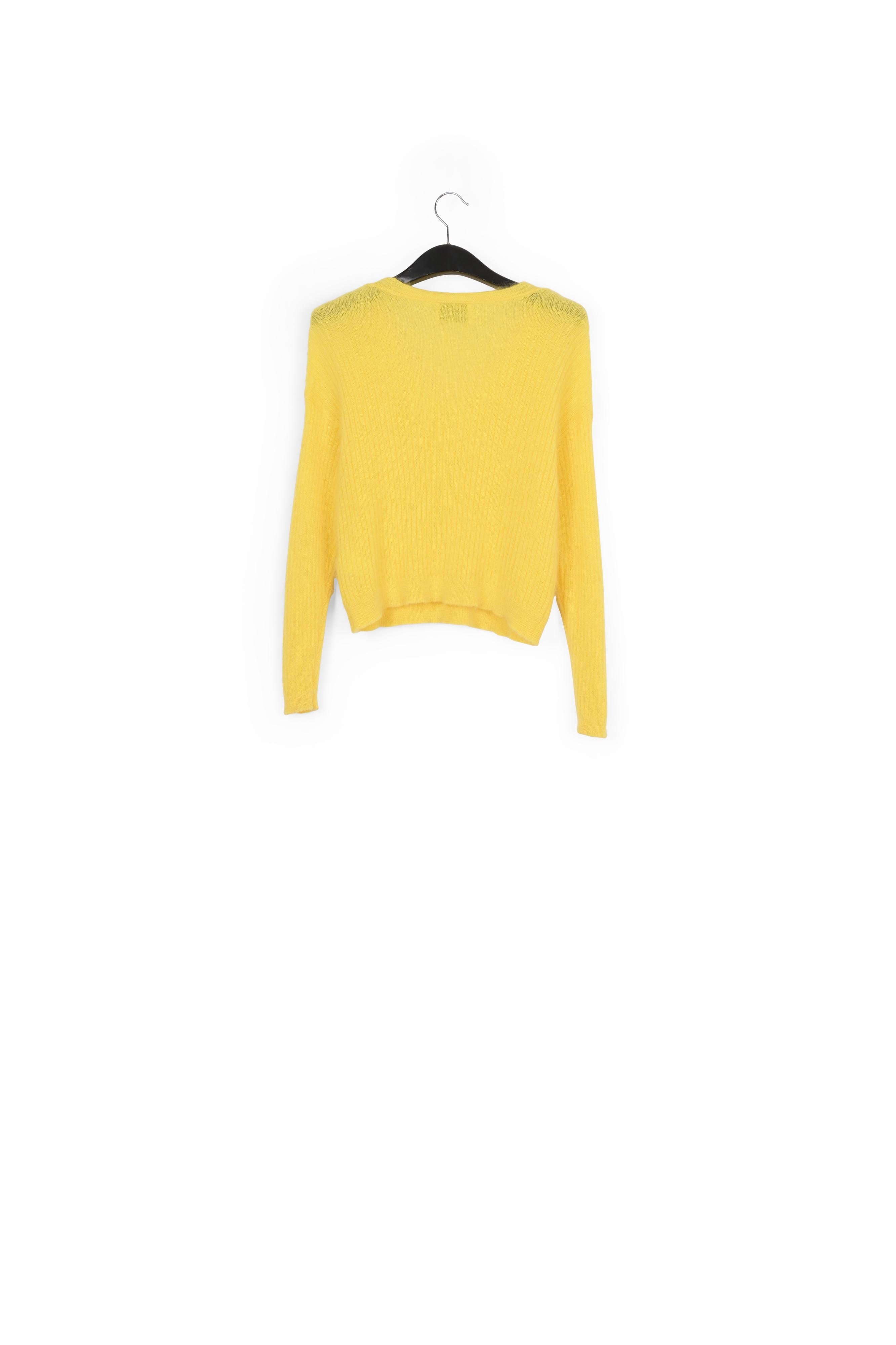 Yellow mohair-blend ribbed-knit v-neck sweater RE—SSENTIEL | Essentiel second hand