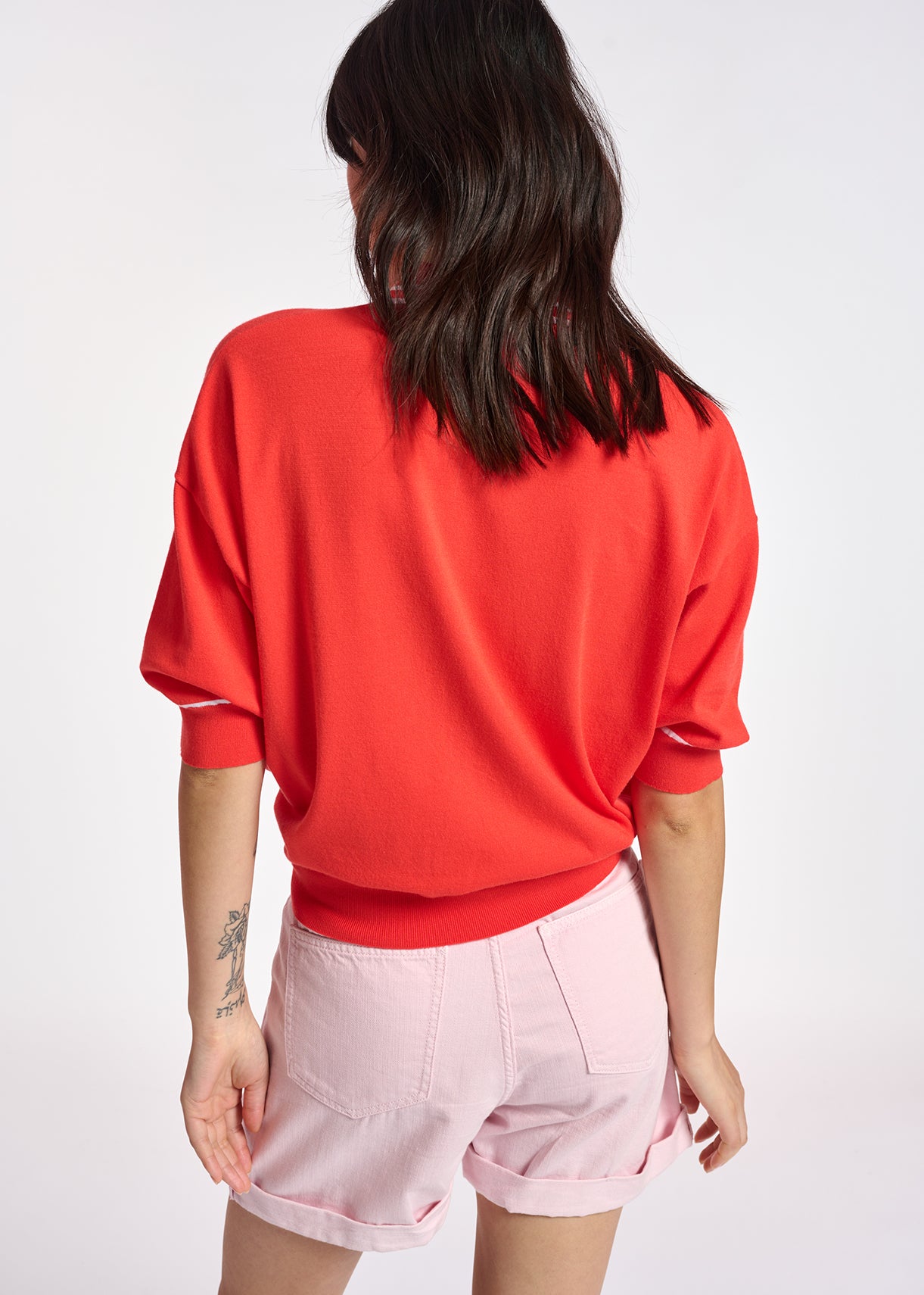 Red knitted polo top RE—SSENTIEL | Essentiel second hand