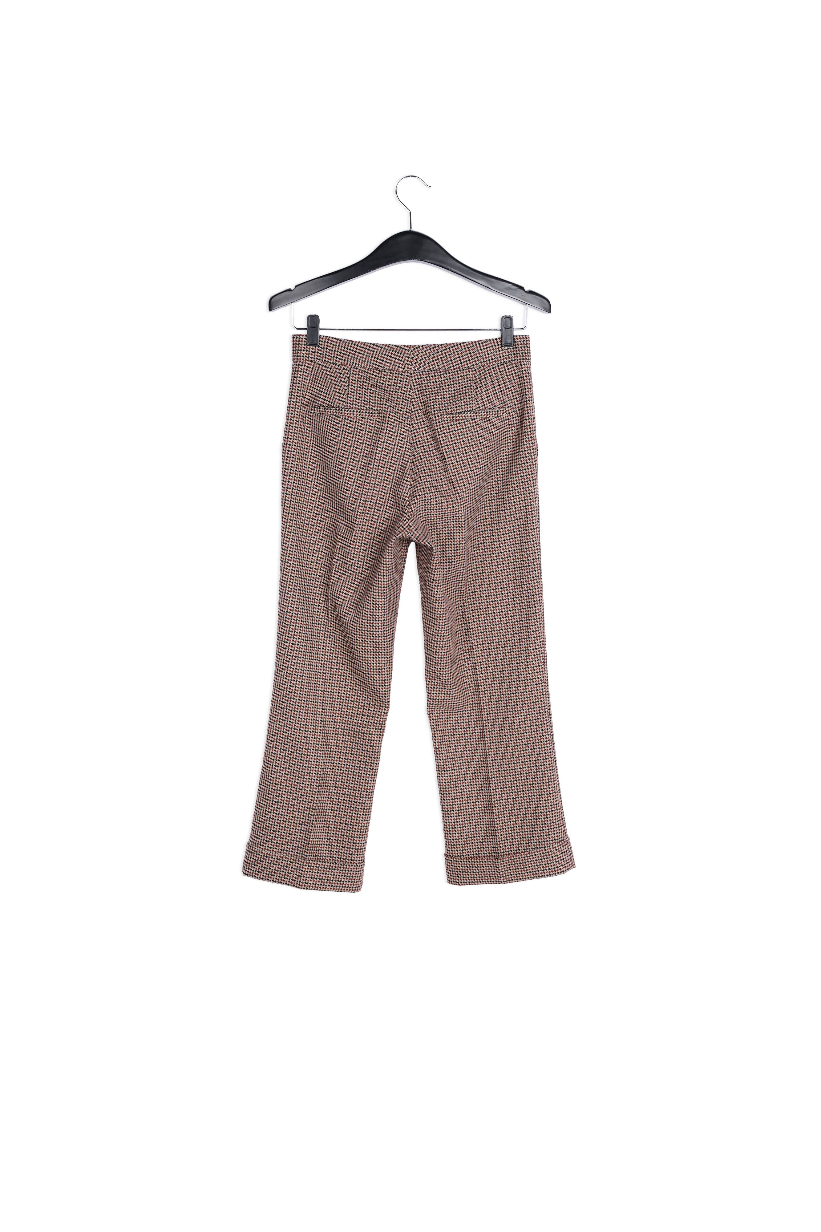 Pantalon 7/8ème pied-de-poule beige avec ourlet replié RE—SSENTIEL | Essentiel second hand