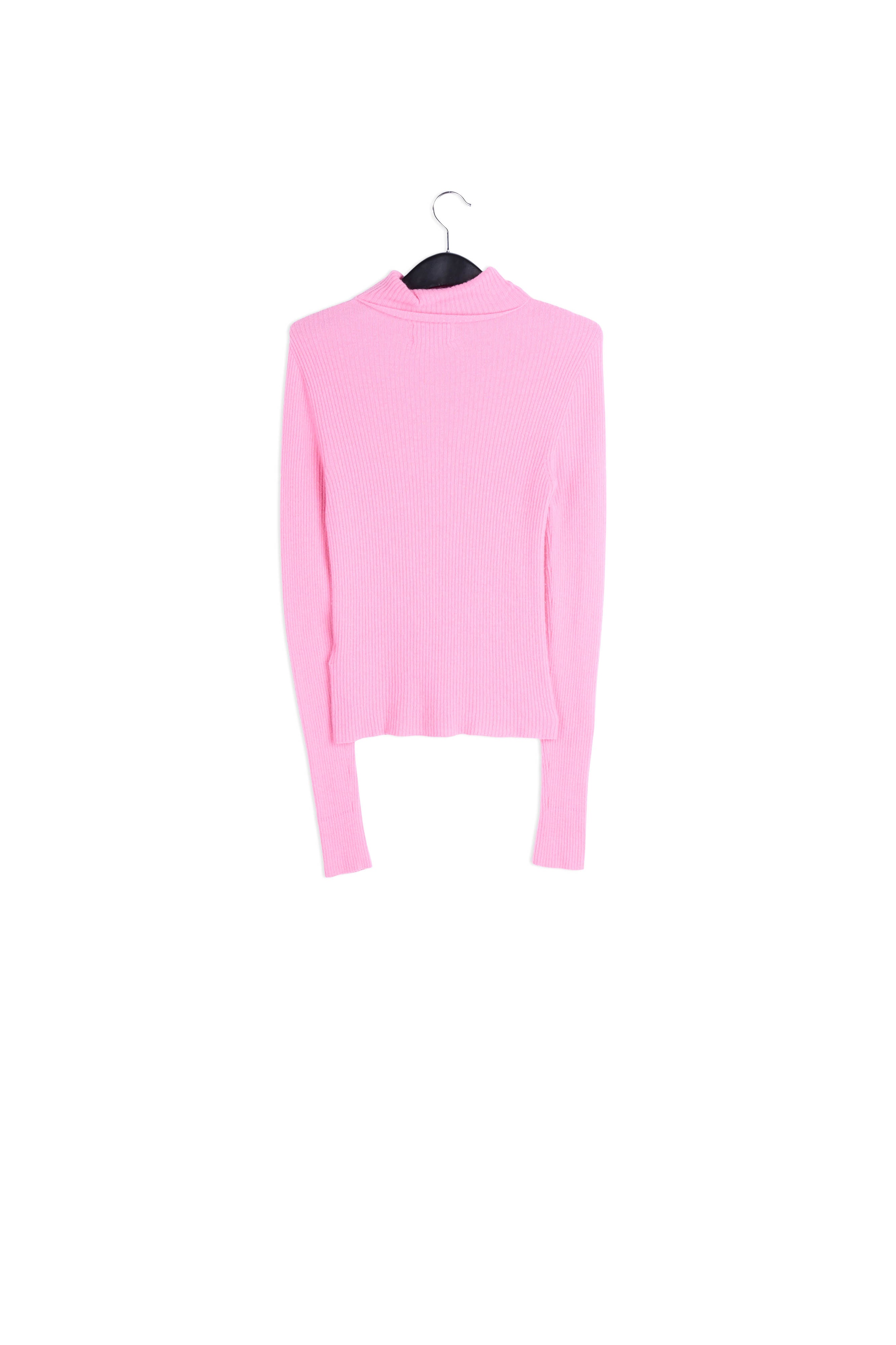 Pink merino wool ribbed turtleneck sweater RE—SSENTIEL | Essentiel second hand