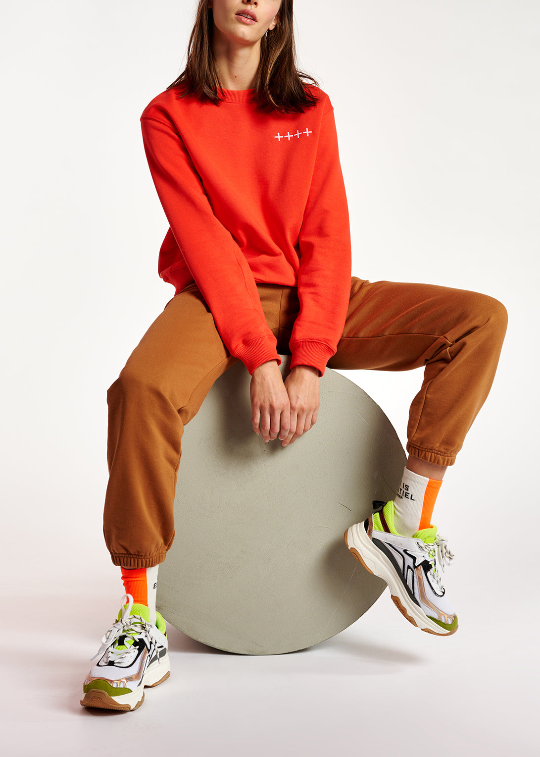 Brown organic cotton-jersey sweatpants RE—SSENTIEL | Essentiel second hand