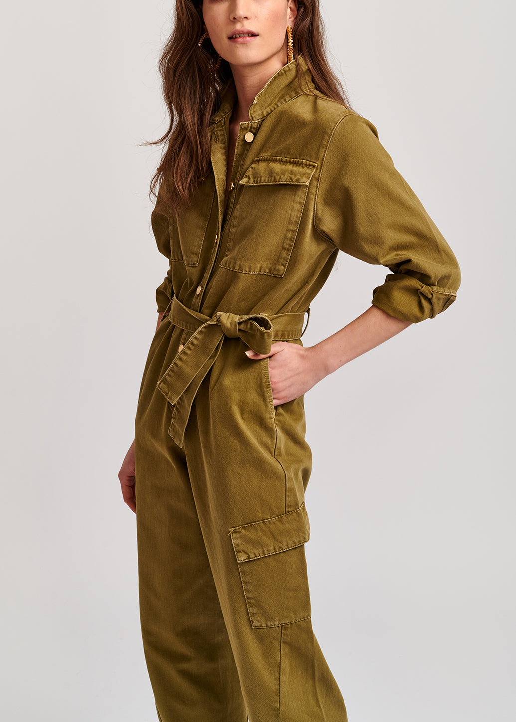 Combinaison jean vert kaki RE—SSENTIEL | Essentiel second hand