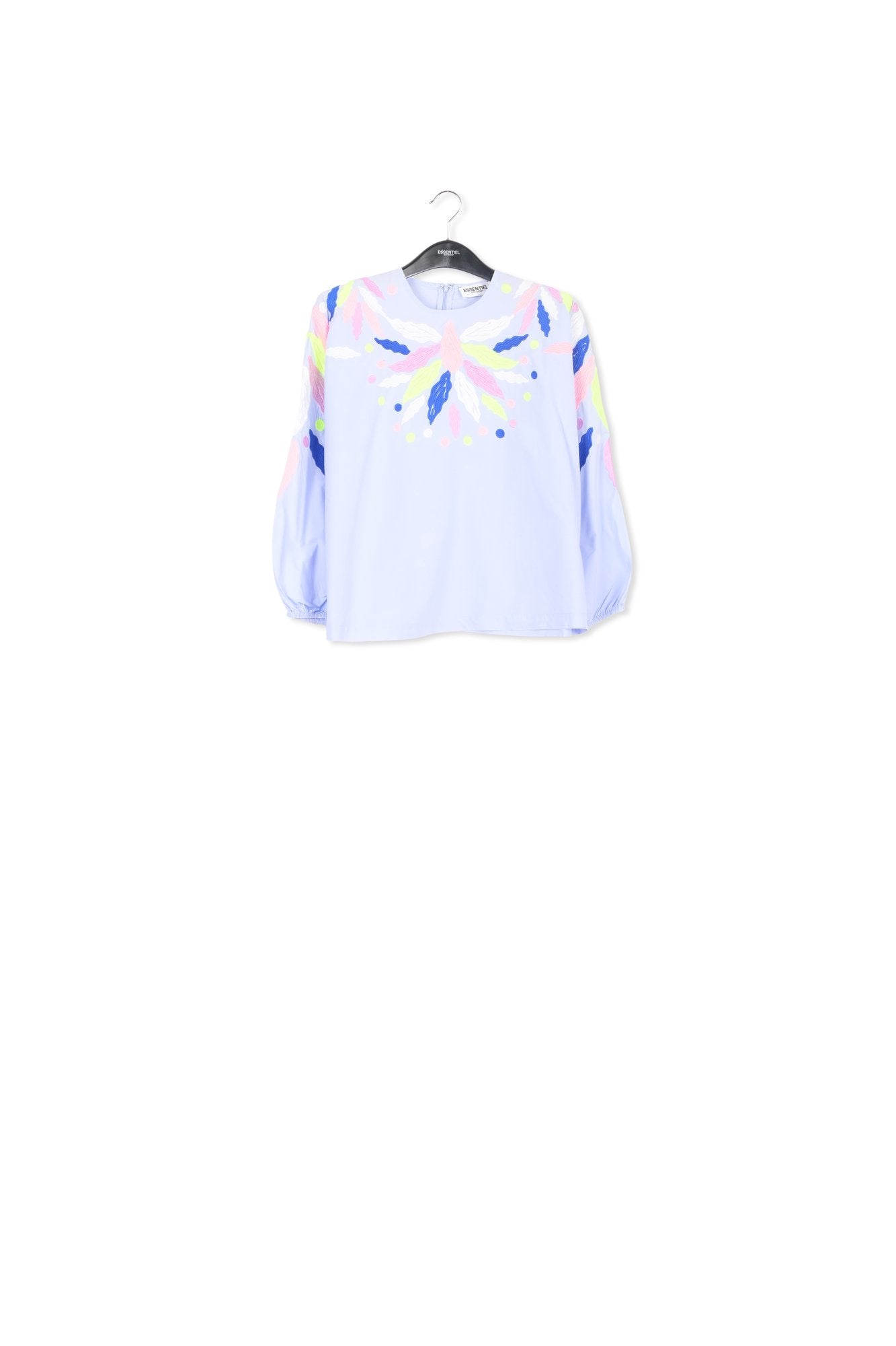 Top en coton bleu clair à  broderies RE—SSENTIEL | Essentiel second hand