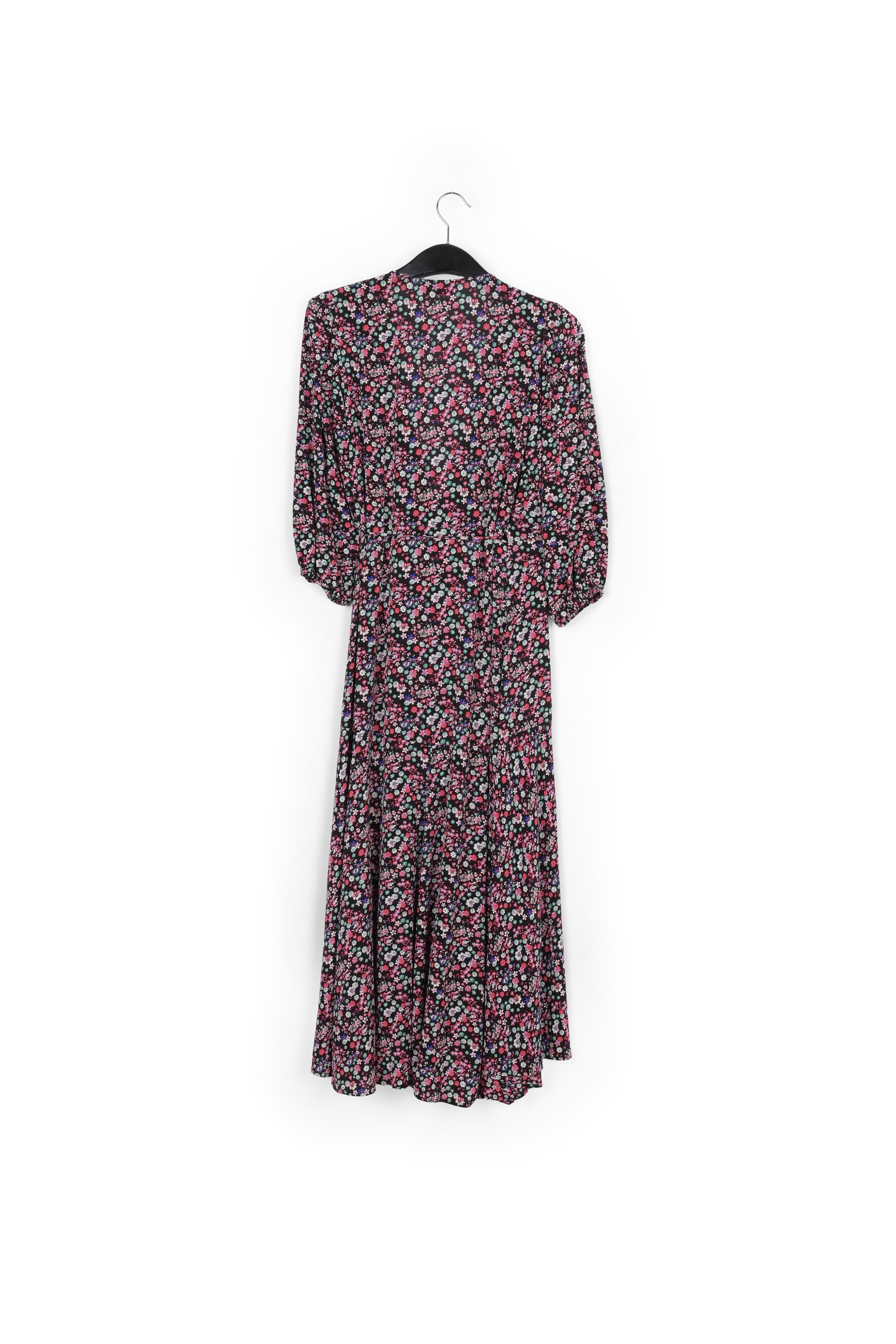 Black floral-print wrap maxi dress RE—SSENTIEL | Essentiel second hand