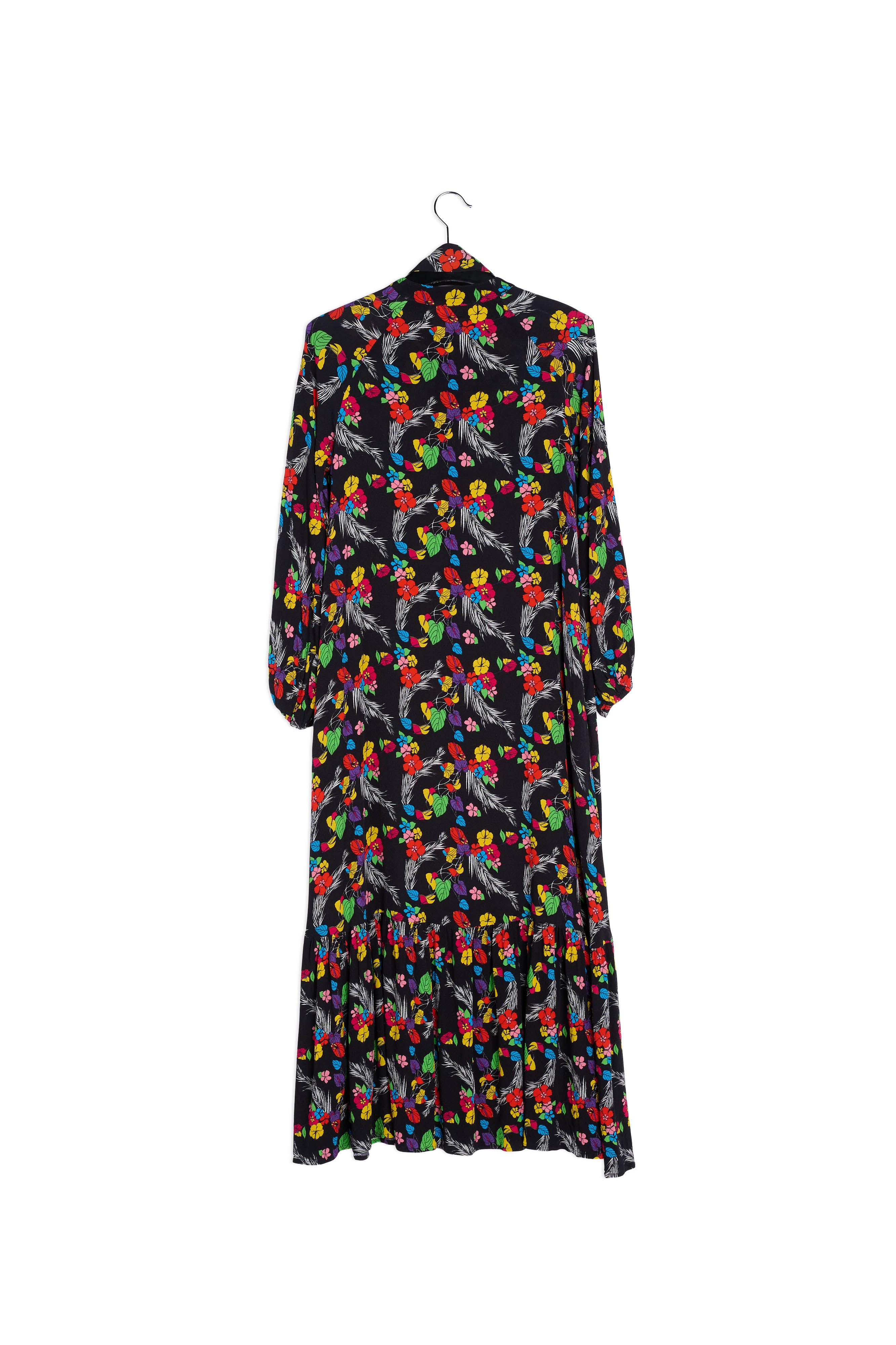 Zwarte maxi-jurk met tropische print RE—SSENTIEL | Essentiel second hand