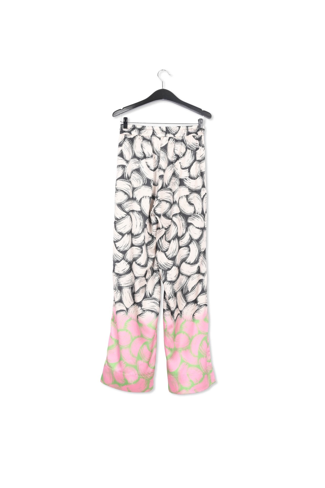 Black, off-white and pink abstract-print wide-leg pants RE—SSENTIEL | Essentiel second hand