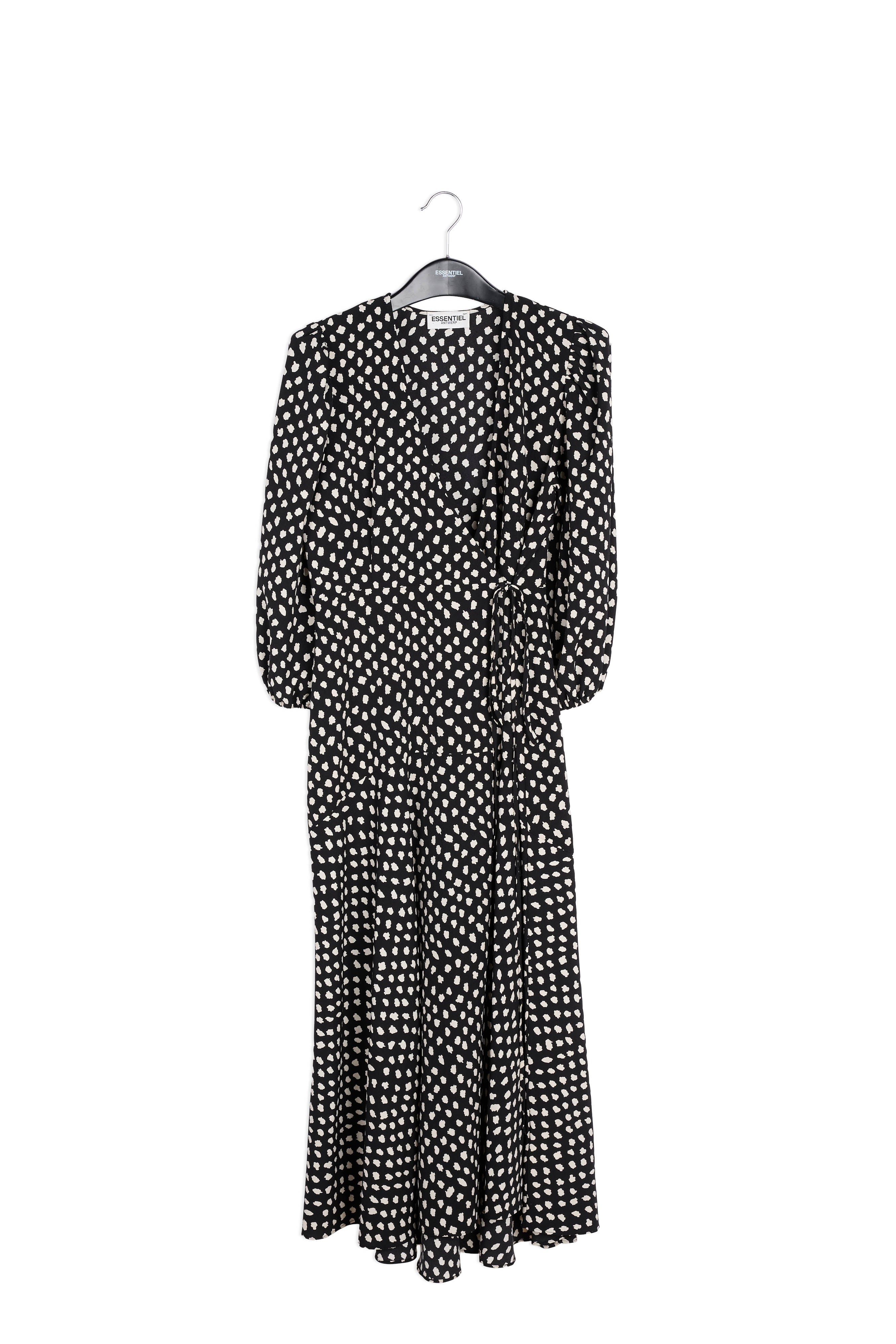 Black polka dot wrap maxi dress RE—SSENTIEL | Essentiel second hand