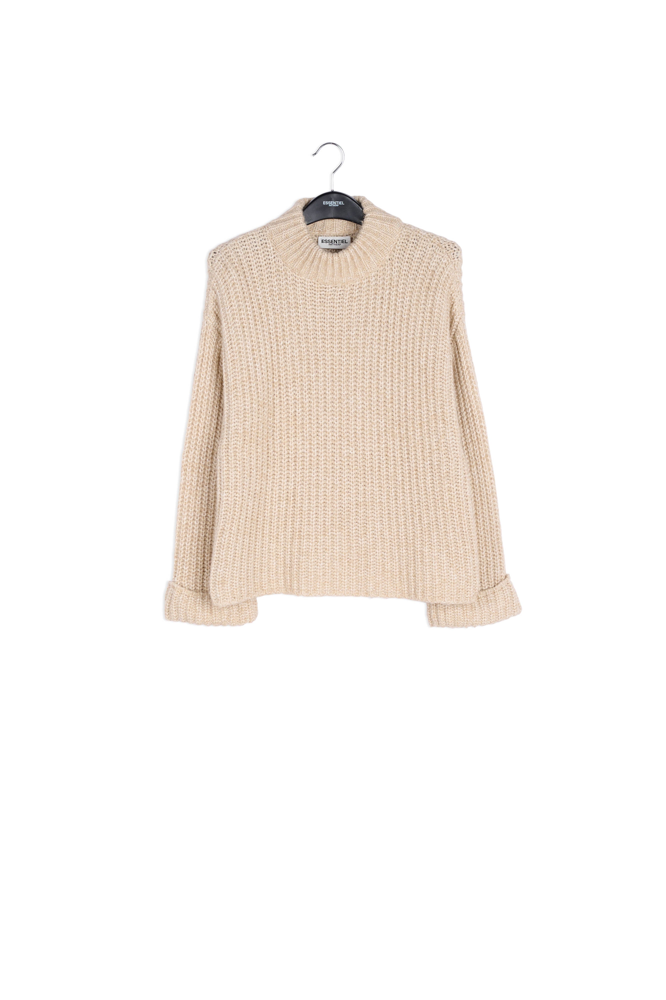 Beige ribgebreide trui RE—SSENTIEL | Essentiel second hand