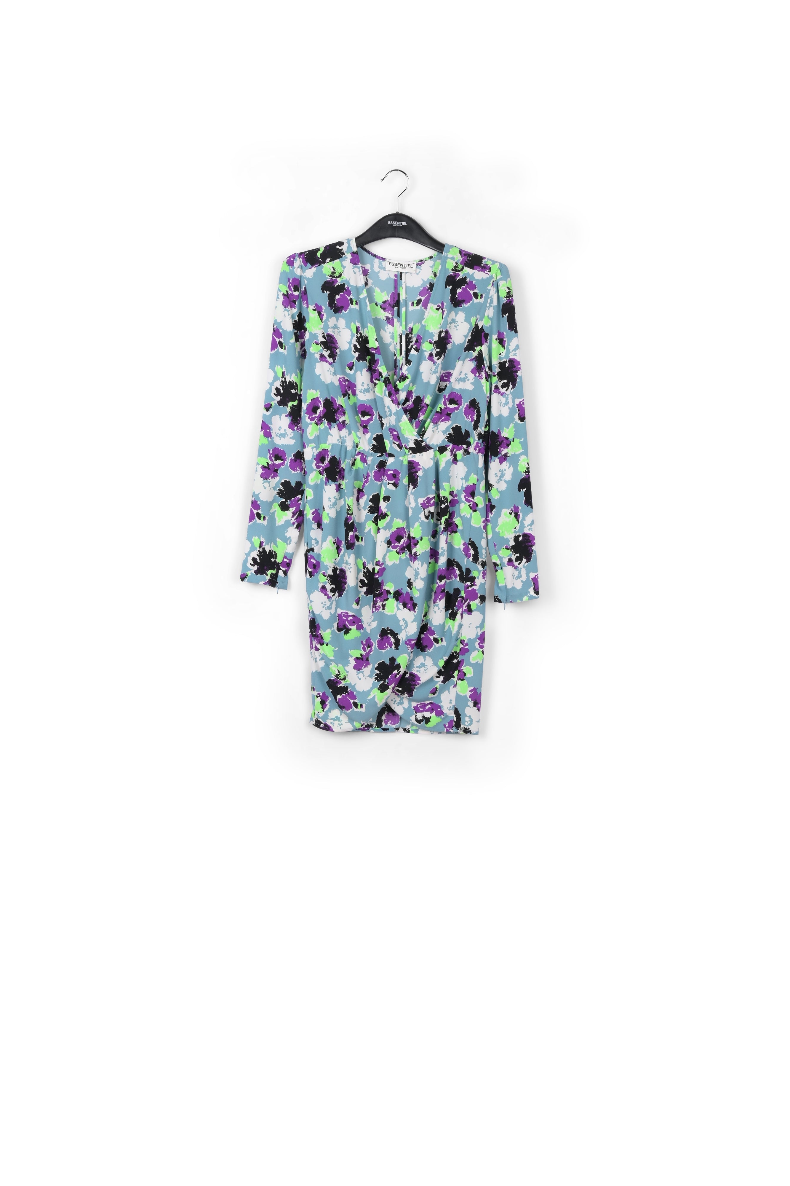 Mini-robe cache-cœur bleu clair à fleurs RE—SSENTIEL | Essentiel second hand