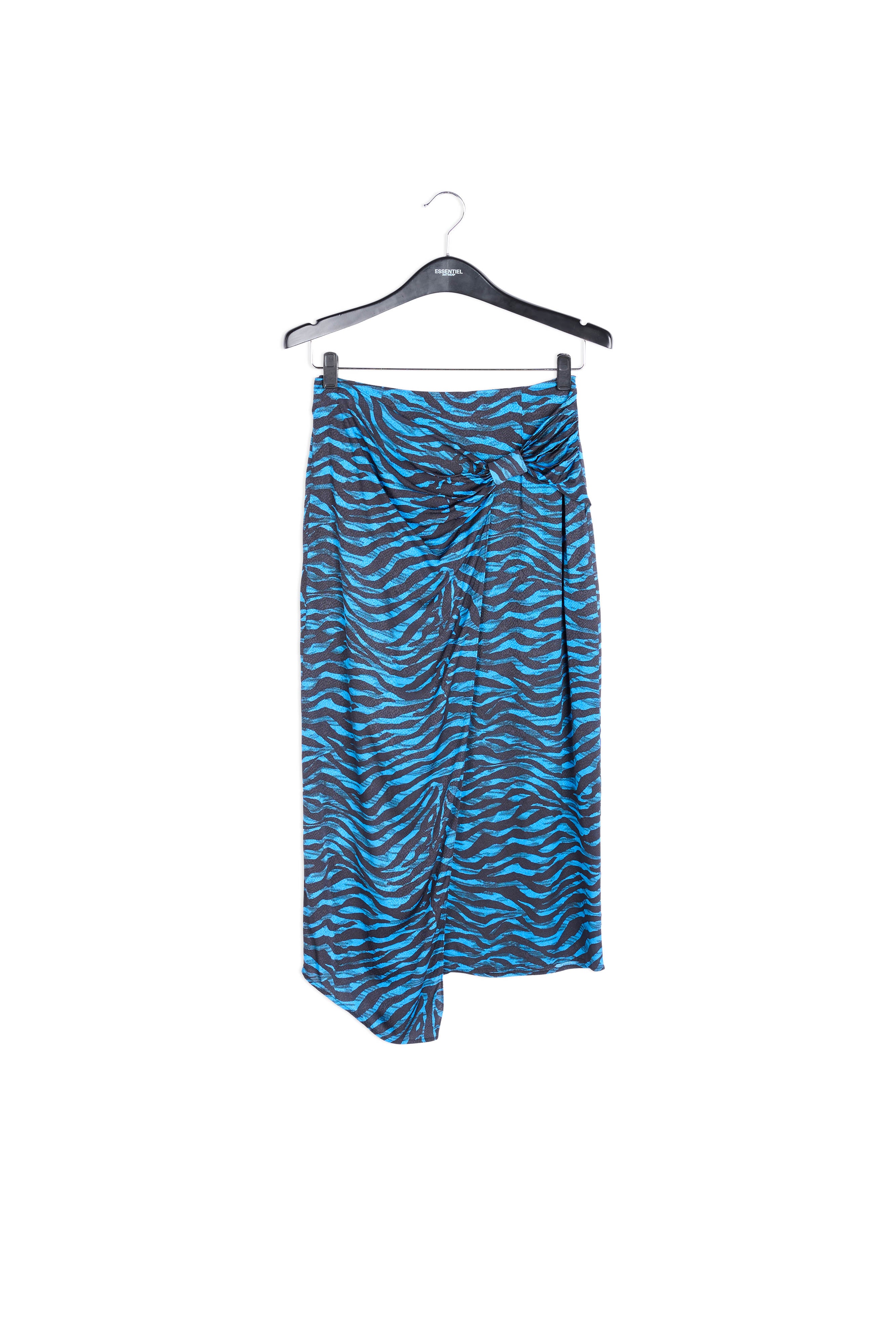 Blue and black wrap effect long pencil skirt RE—SSENTIEL | Essentiel second hand