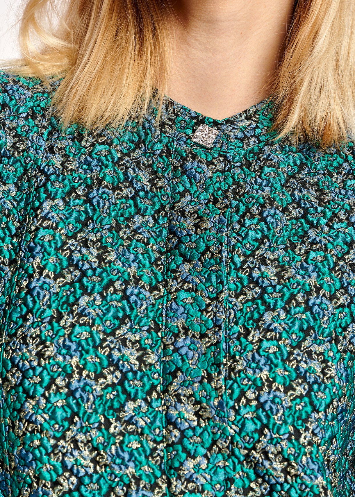 Blue floral jacquard mini dress RE—SSENTIEL | Essentiel second hand