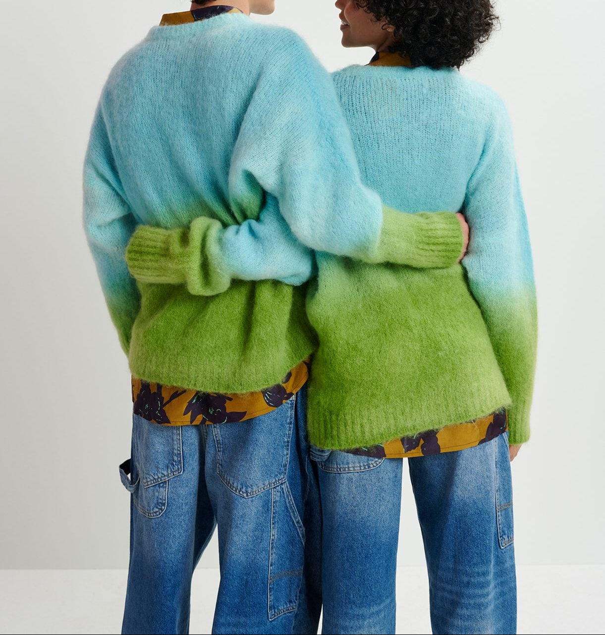 Light blue and green knit sweater with gradient effect RE—SSENTIEL | Essentiel second hand