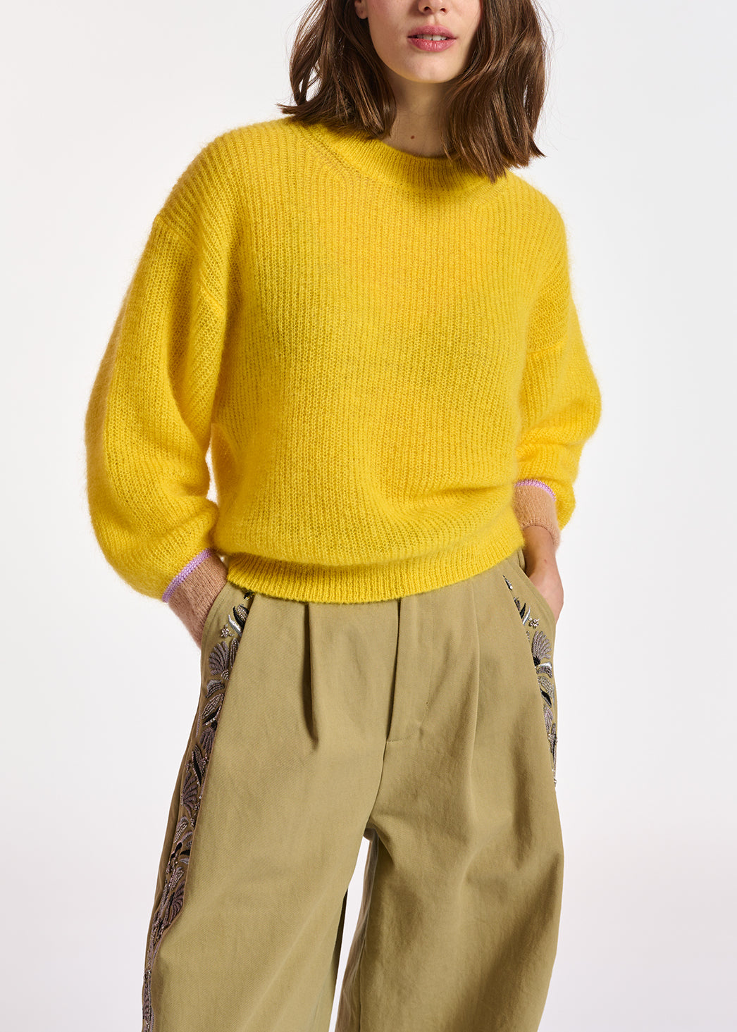 Yellow mohair-blend knit RE—SSENTIEL | Essentiel second hand