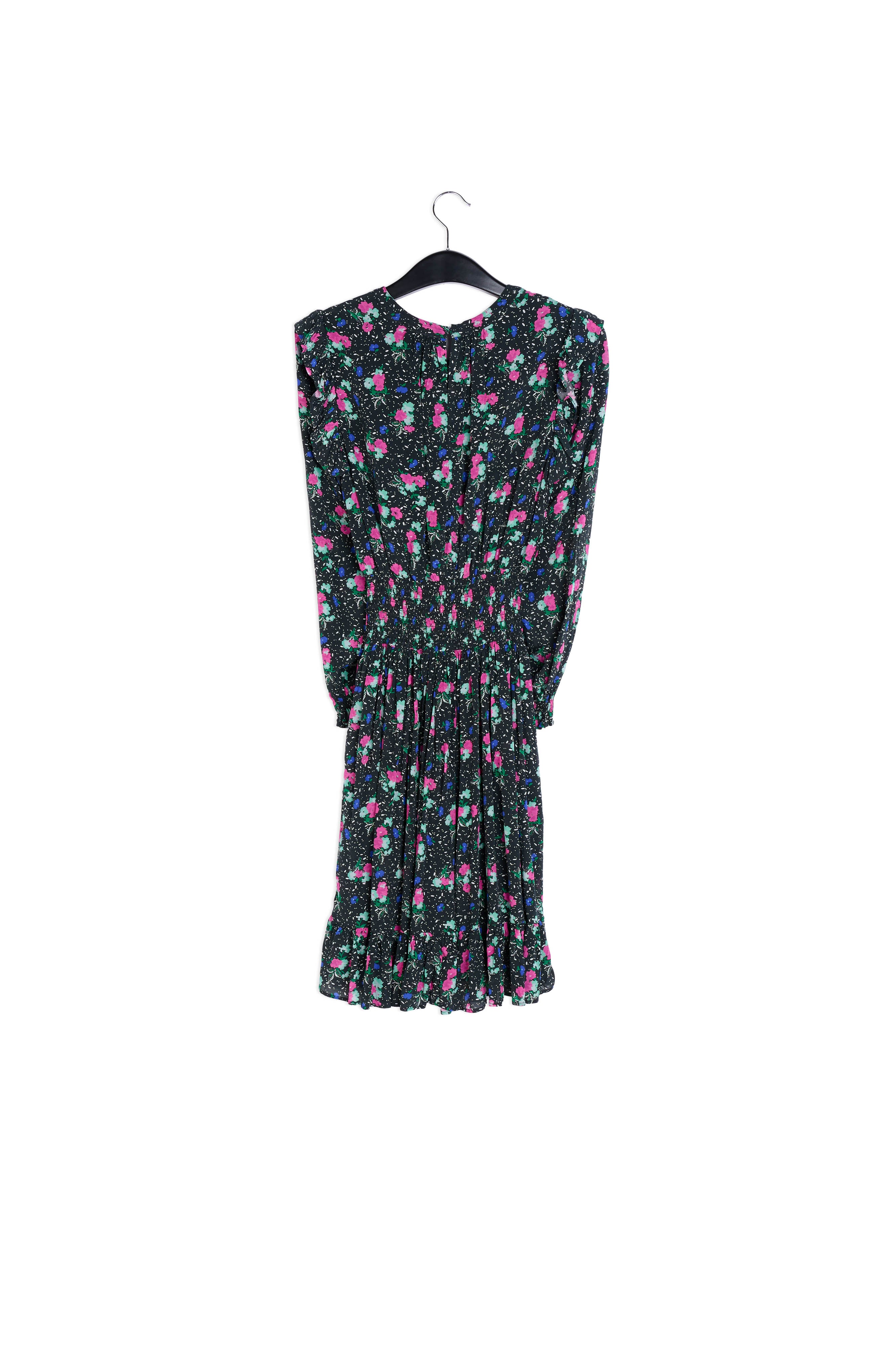 Black floral-print midi dress RE—SSENTIEL | Essentiel second hand