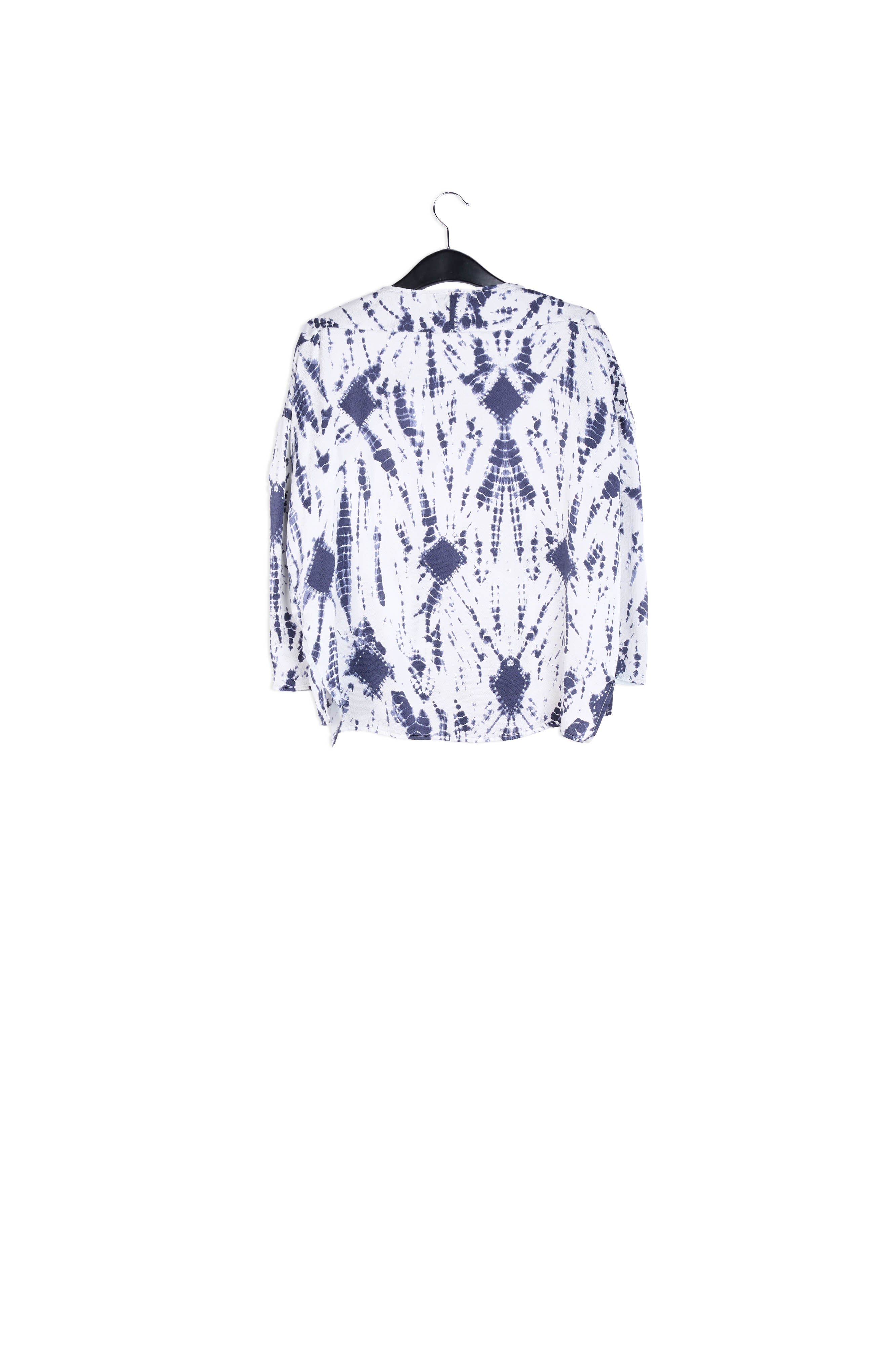 Off-white and dark blue tie-dyed silk top RE—SSENTIEL | Essentiel second hand