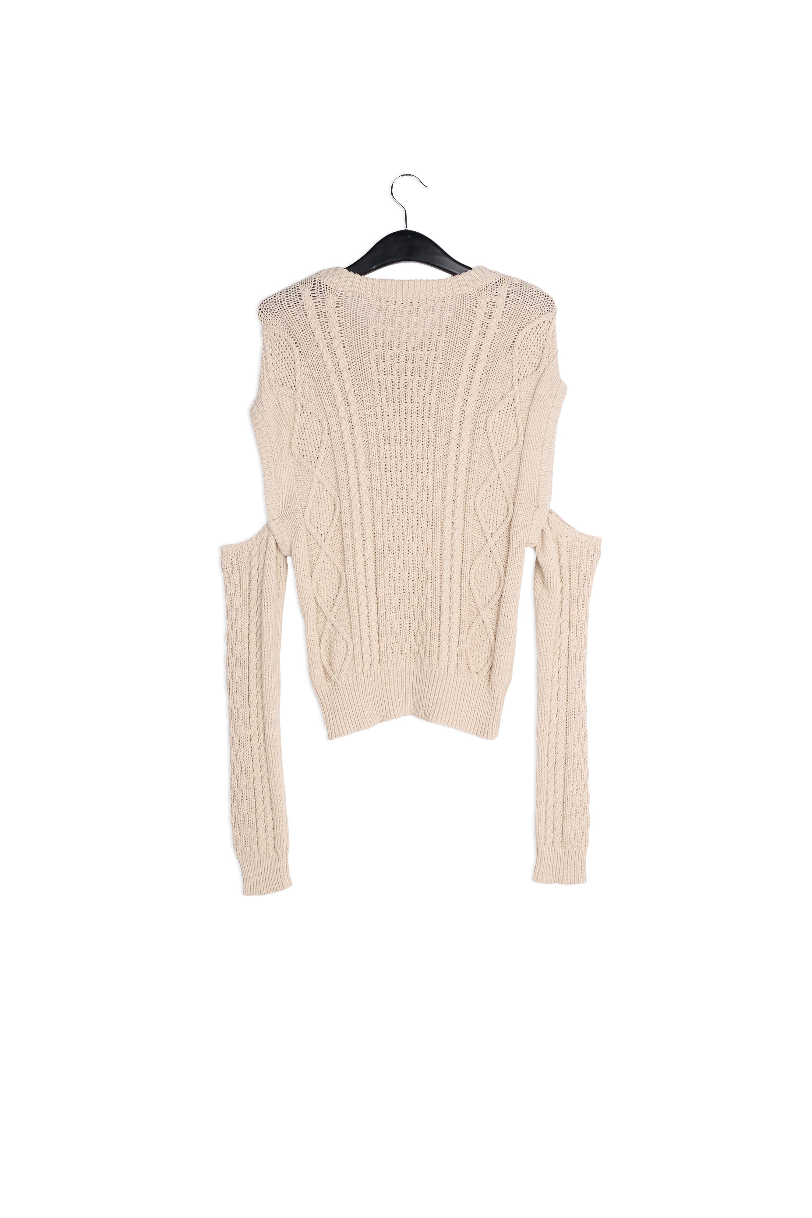 Ecru cable-knitted sweater with detachable sleeves RE—SSENTIEL | Essentiel second hand