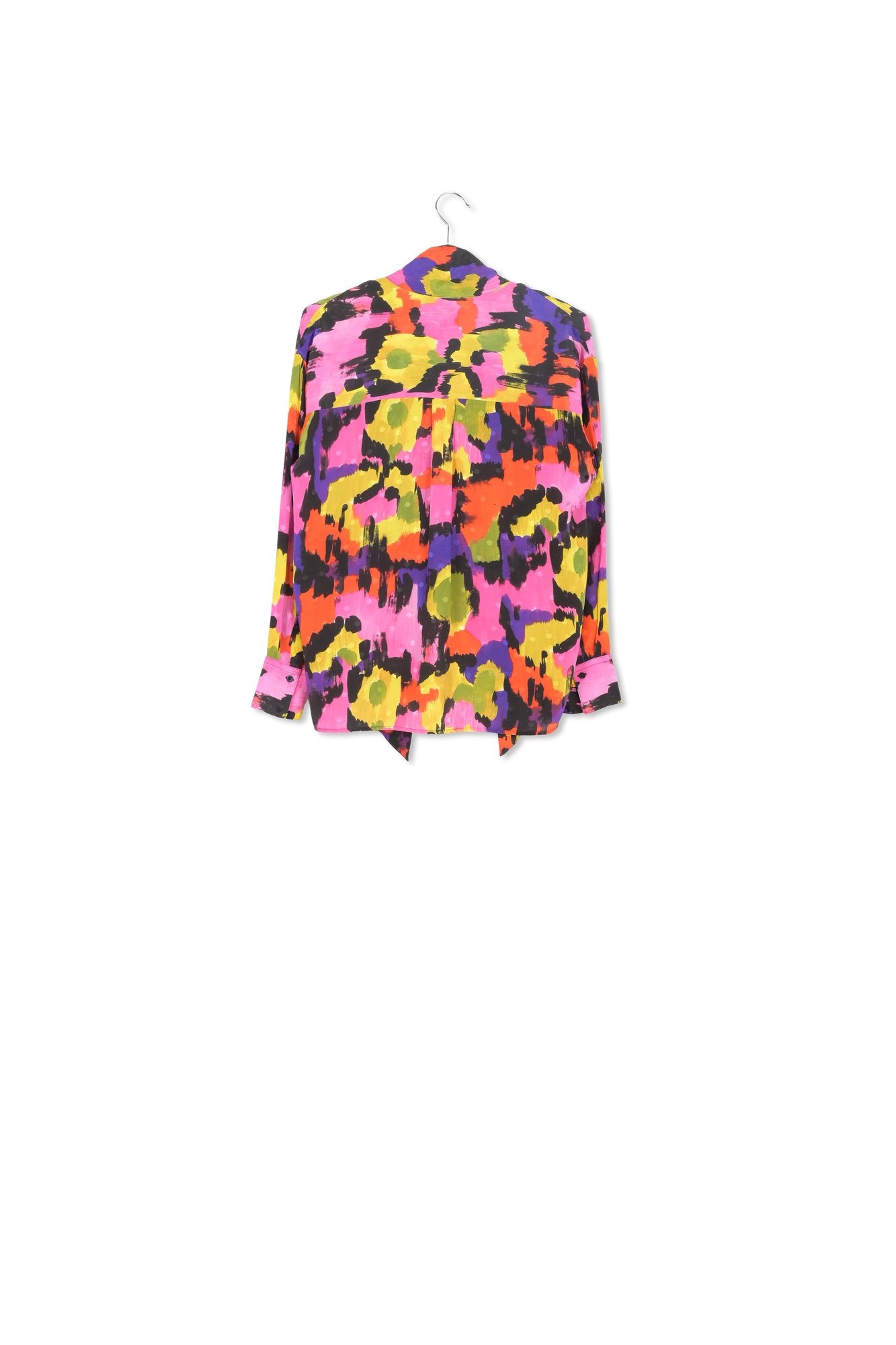 Kleurrijk zijden hemd met strikkraag RE—SSENTIEL | Essentiel second hand