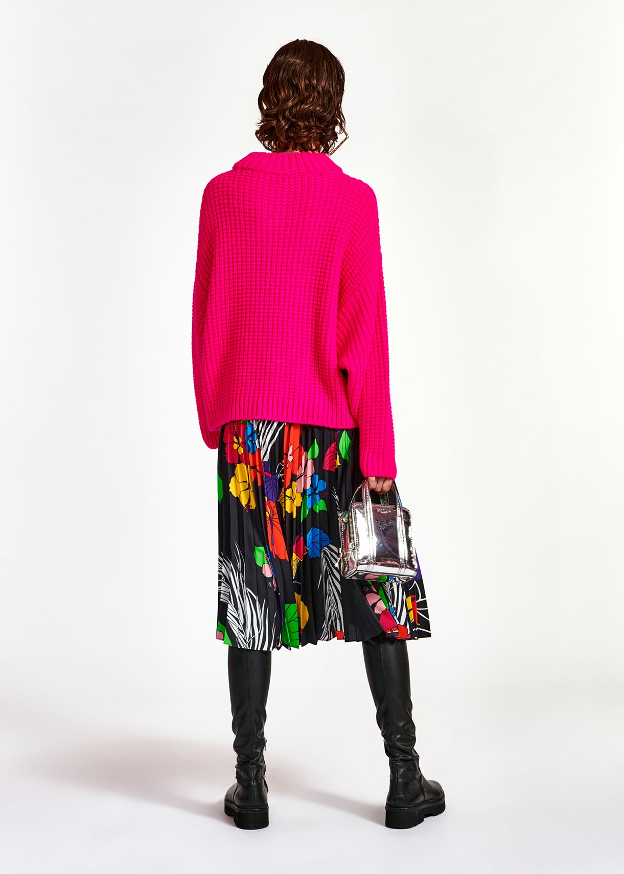 Fuchsia knitted boxy sweater RE—SSENTIEL | Essentiel second hand