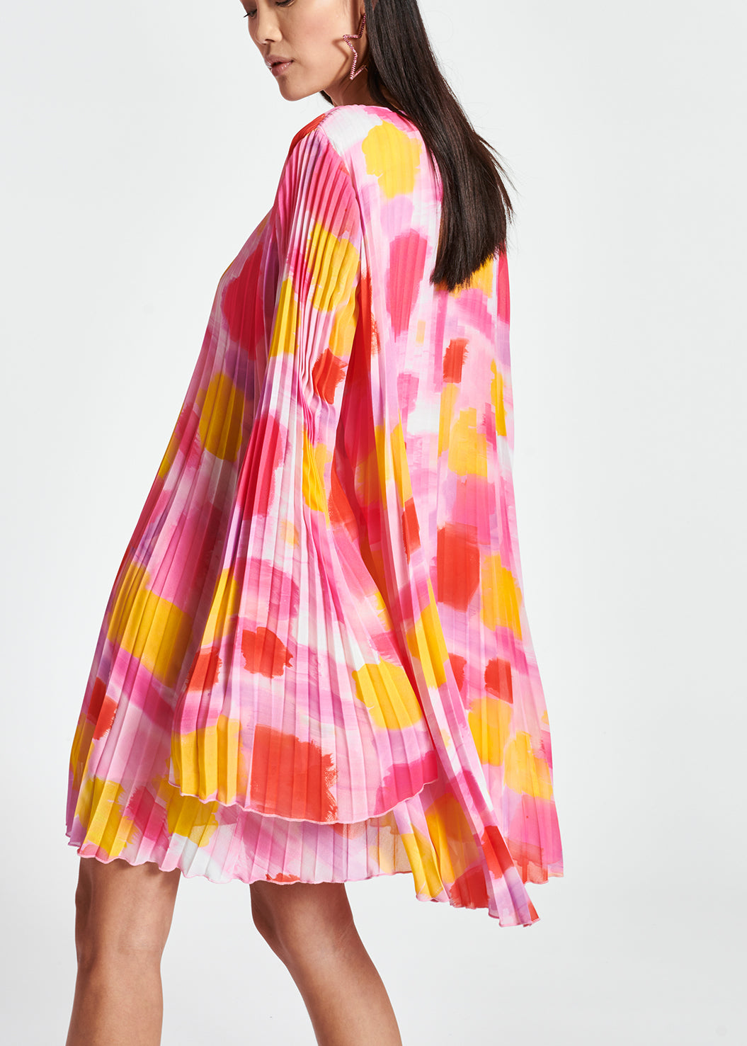 Dark blue printed plissé mini dress RE—SSENTIEL | Essentiel second hand