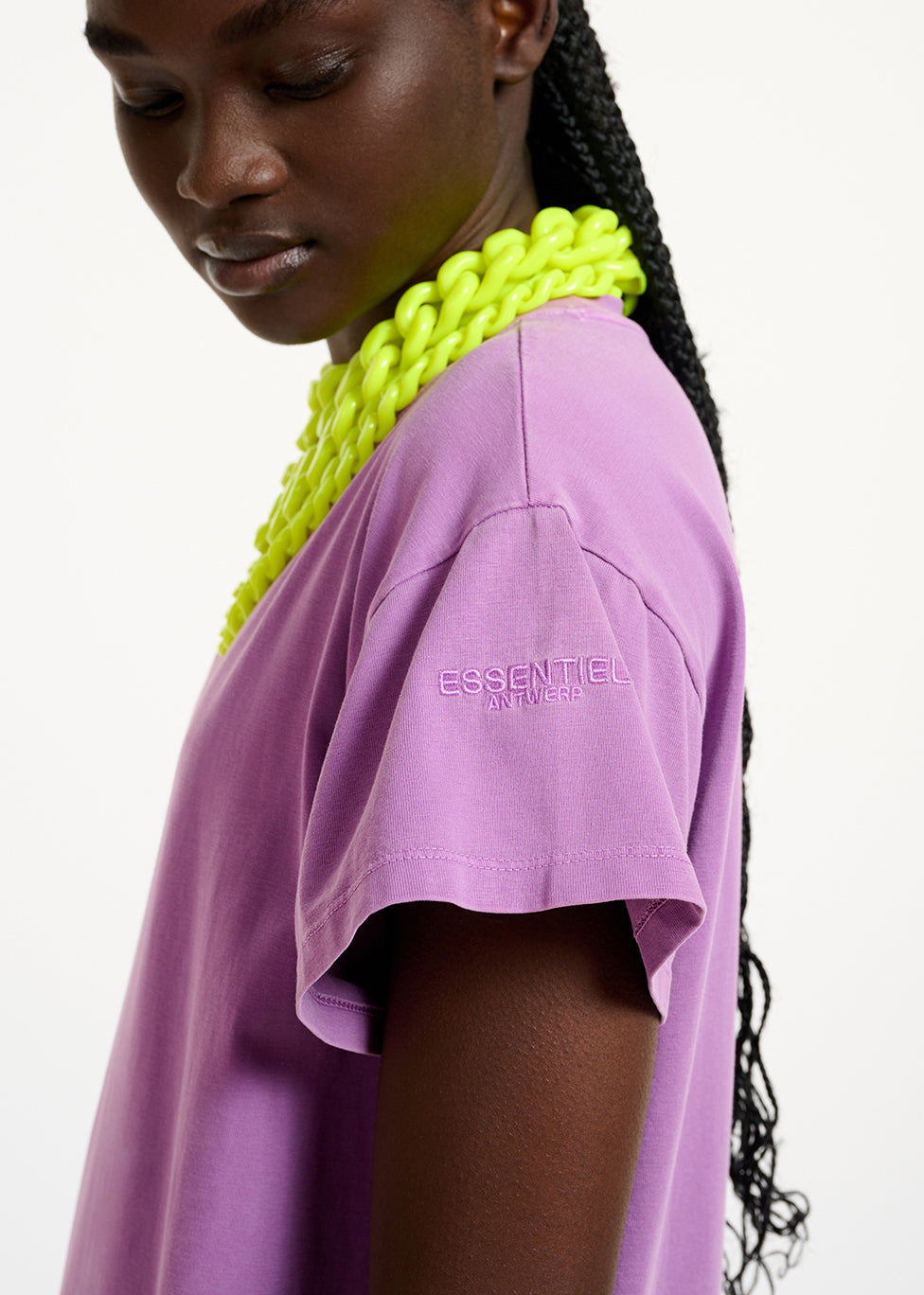 Purple organic cotton-jersey T-shirt dress RE—SSENTIEL | Essentiel second hand