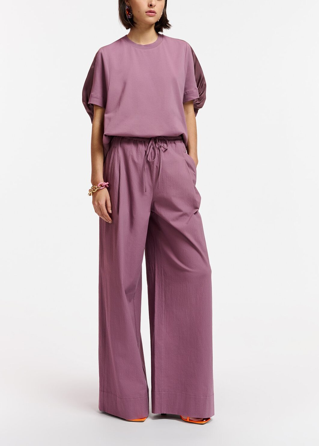 Mauve wide-leg pants RE—SSENTIEL | Essentiel second hand