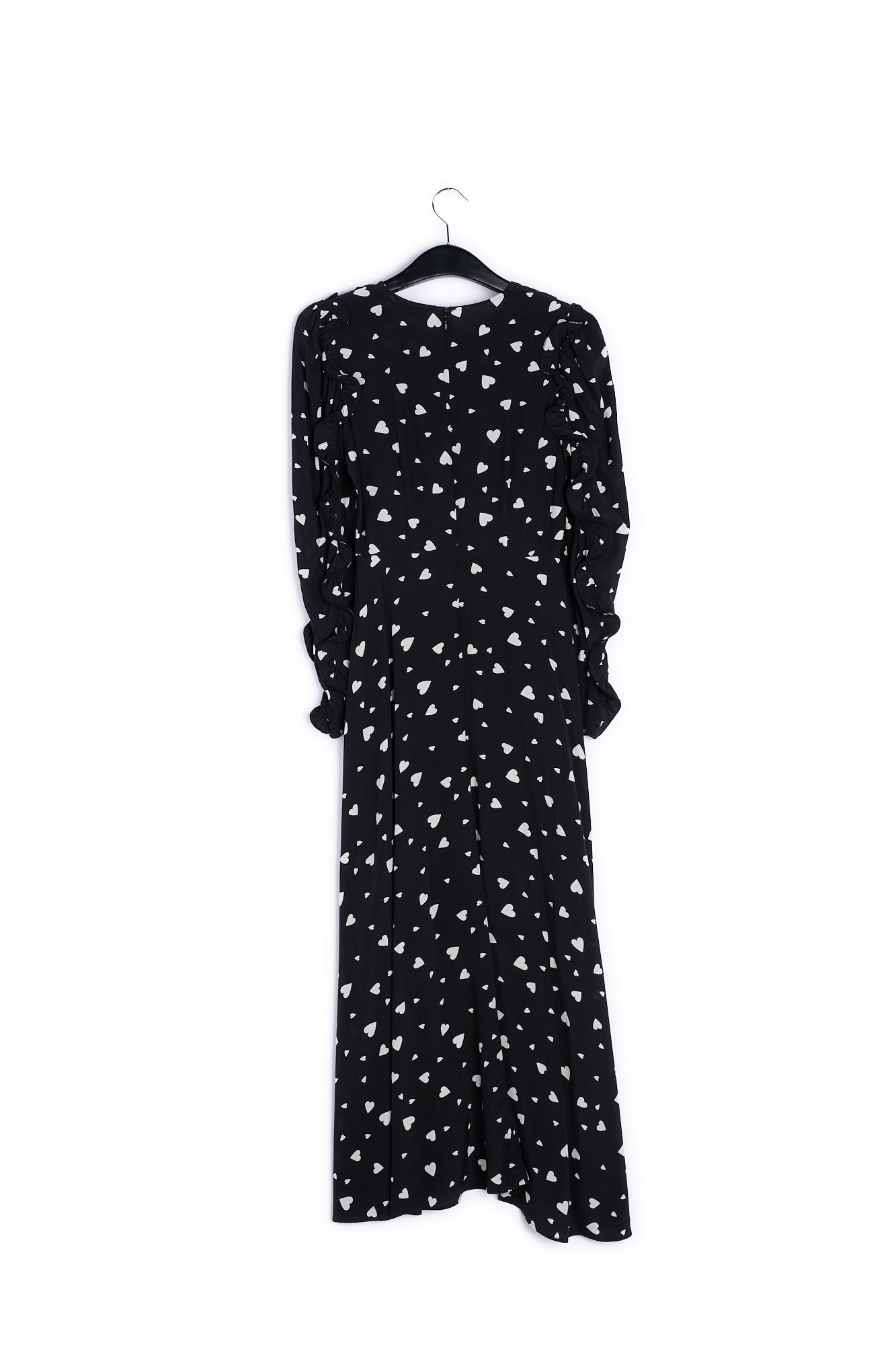 Black heart-print maxi dress with ruffle details RE—SSENTIEL | Essentiel second hand