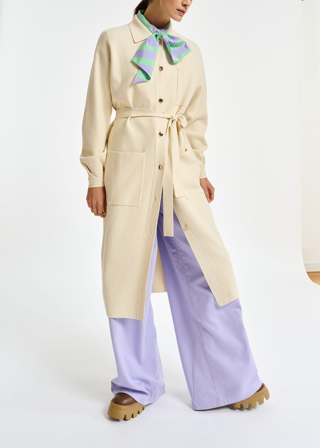 Cardigan blanc cassé avec ceinture RE—SSENTIEL | Essentiel second hand