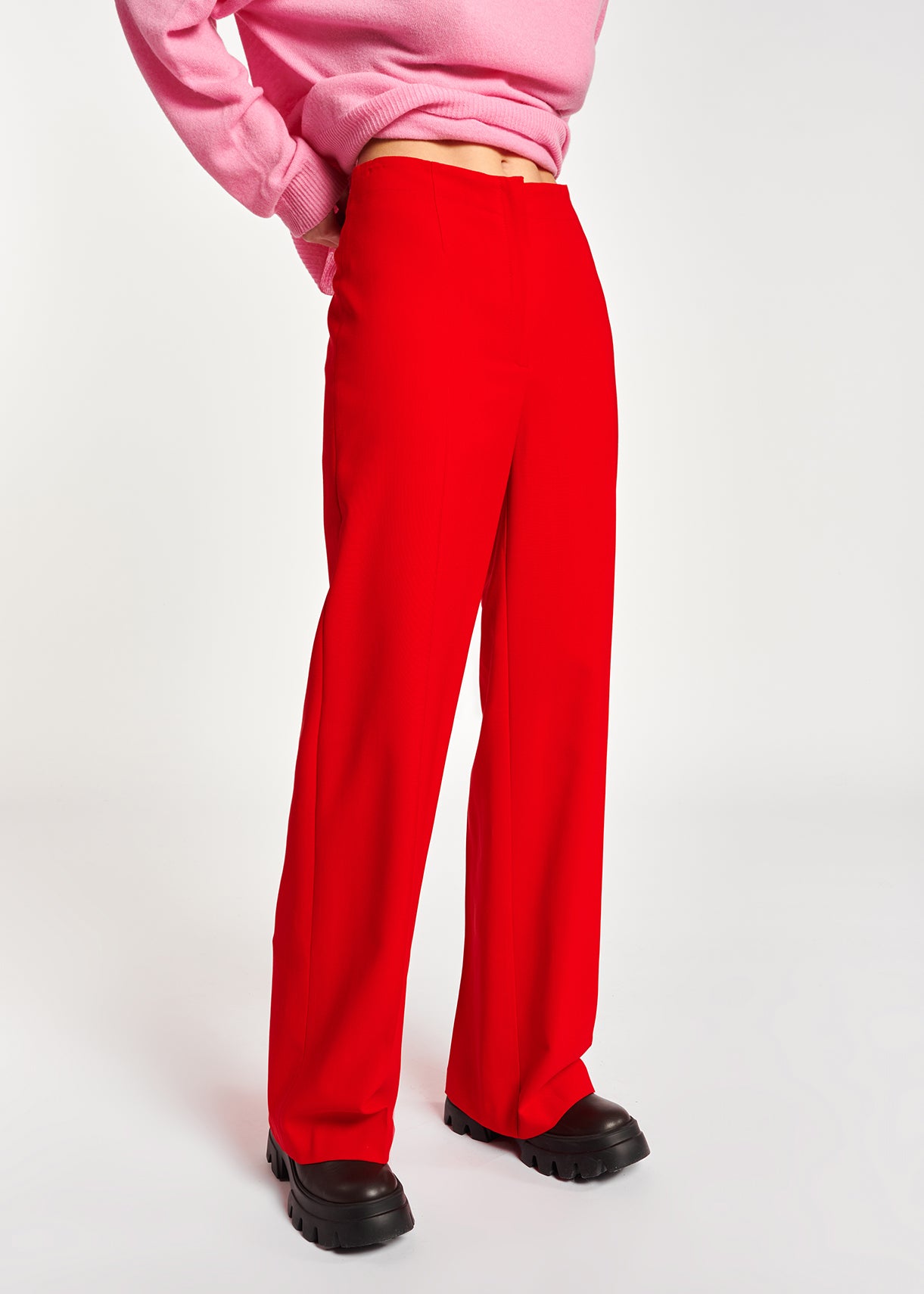 Red wide-leg high waist pants RE—SSENTIEL | Essentiel second hand