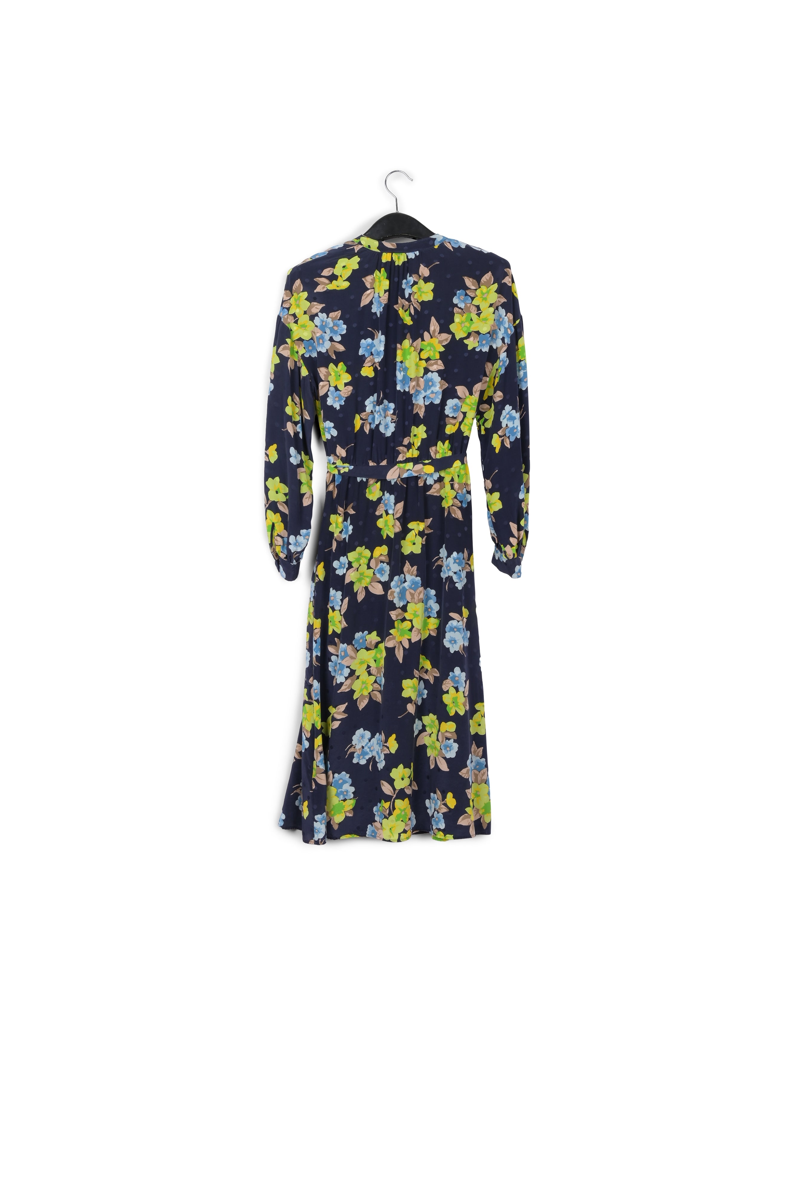 Dark blue floral and polka dot silk shirt dress RE—SSENTIEL | Essentiel second hand