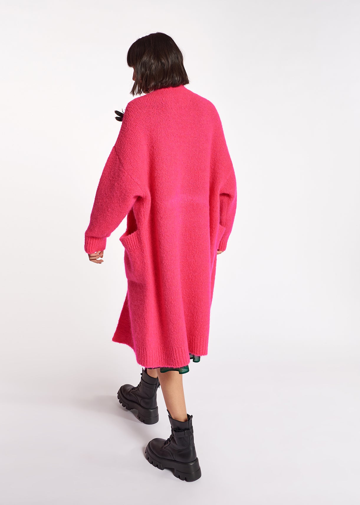 Cardigan midi en mohair mélangé rose néon RE—SSENTIEL | Essentiel second hand