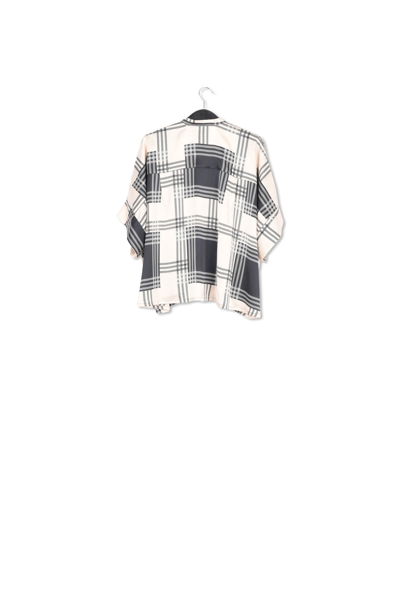 Off-white oversized shirt with yellow check motif RE—SSENTIEL | Essentiel second hand