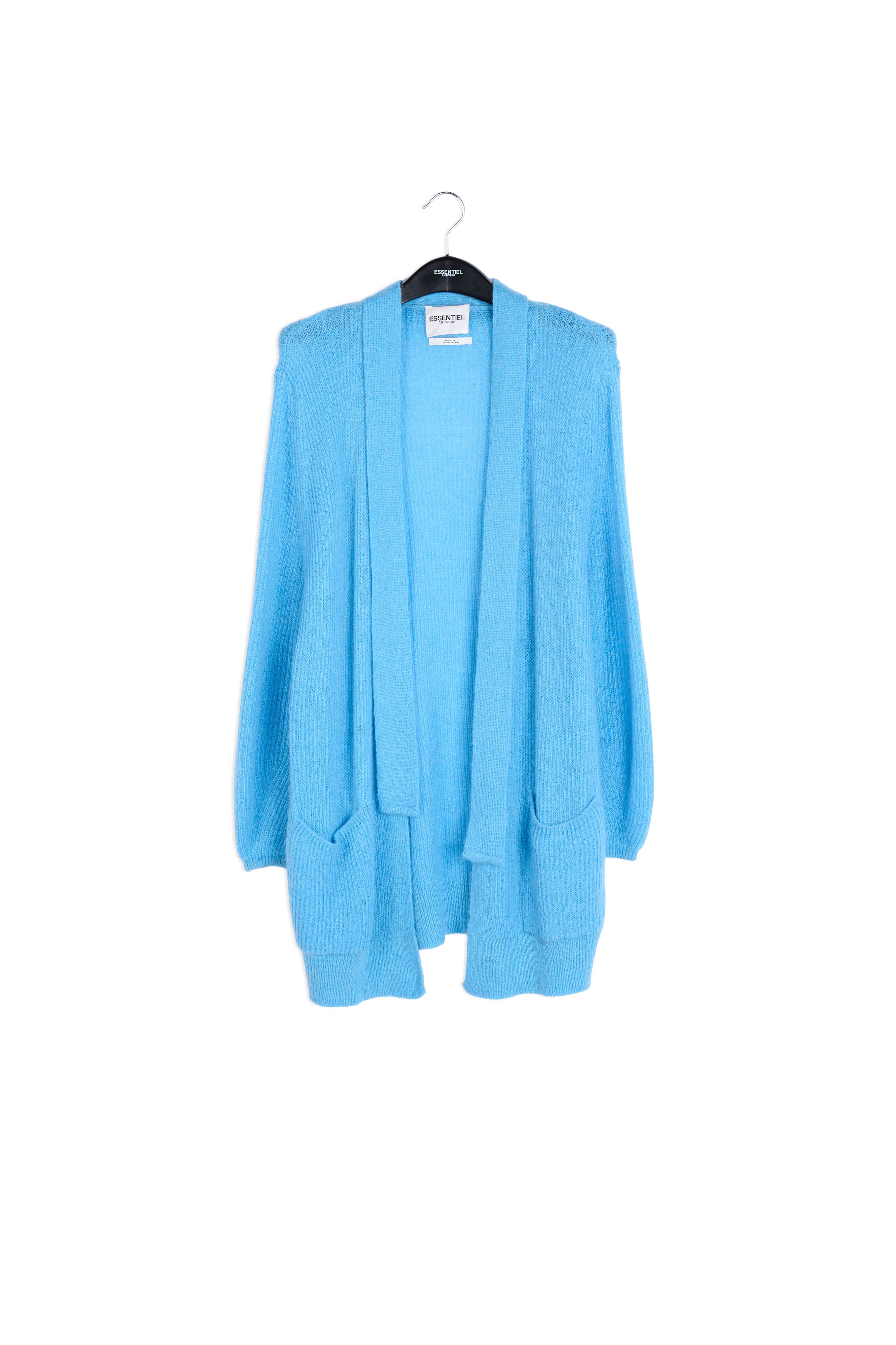 Light blue mohair blend cardigan with belt RE—SSENTIEL | Essentiel second hand