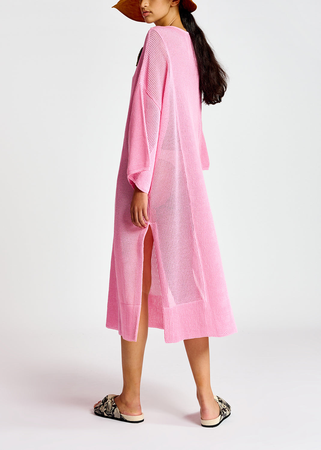 Light pink loose-fit knit kaftan dress RE—SSENTIEL | Essentiel second hand