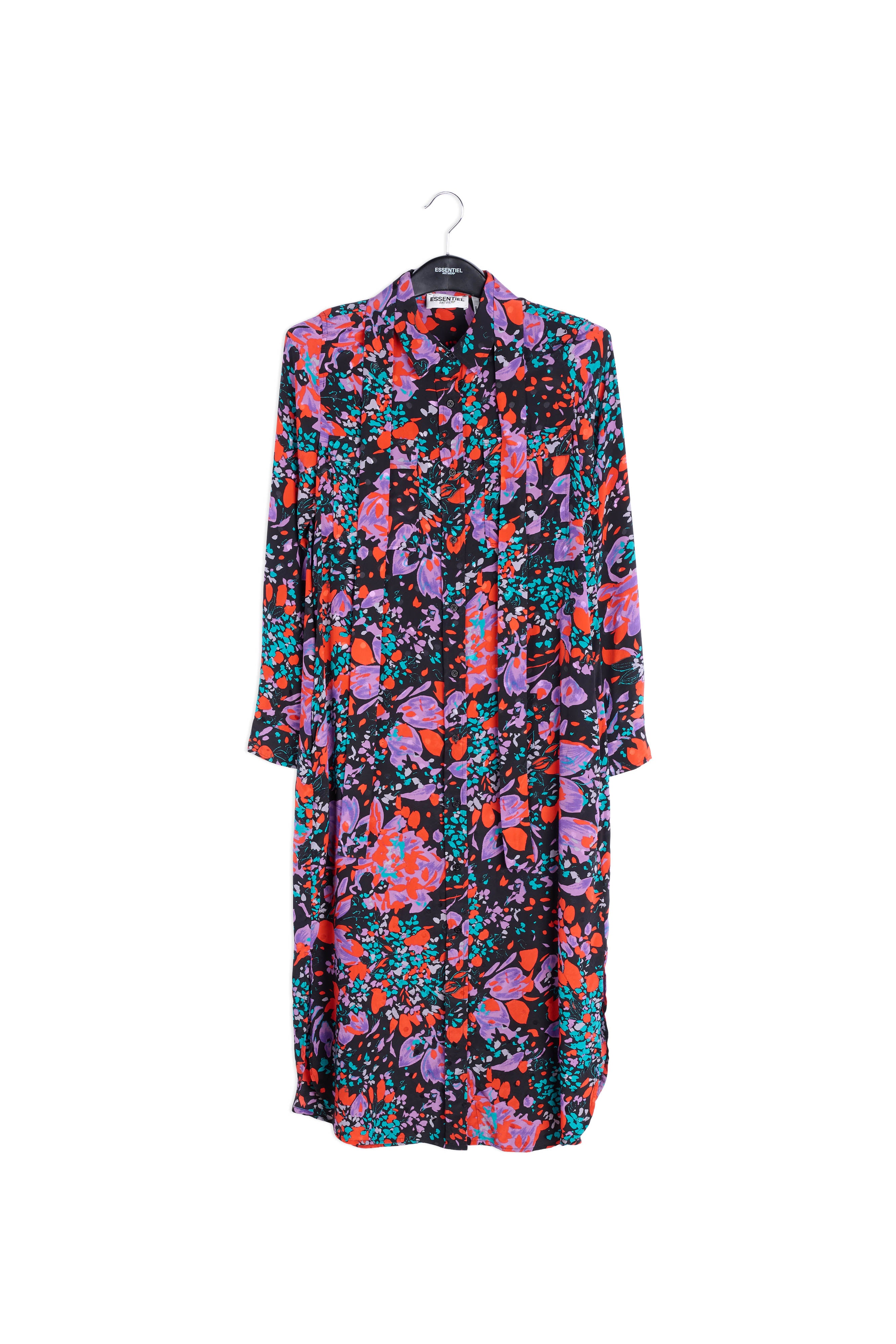 Zwarte zijden jacquard hemdjurk RE—SSENTIEL | Essentiel second hand