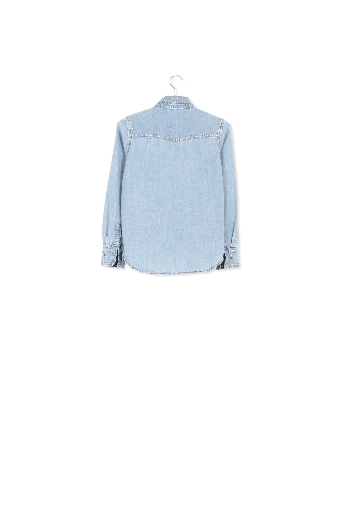 Blue denim shirt with stud embellishments RE—SSENTIEL | Essentiel second hand