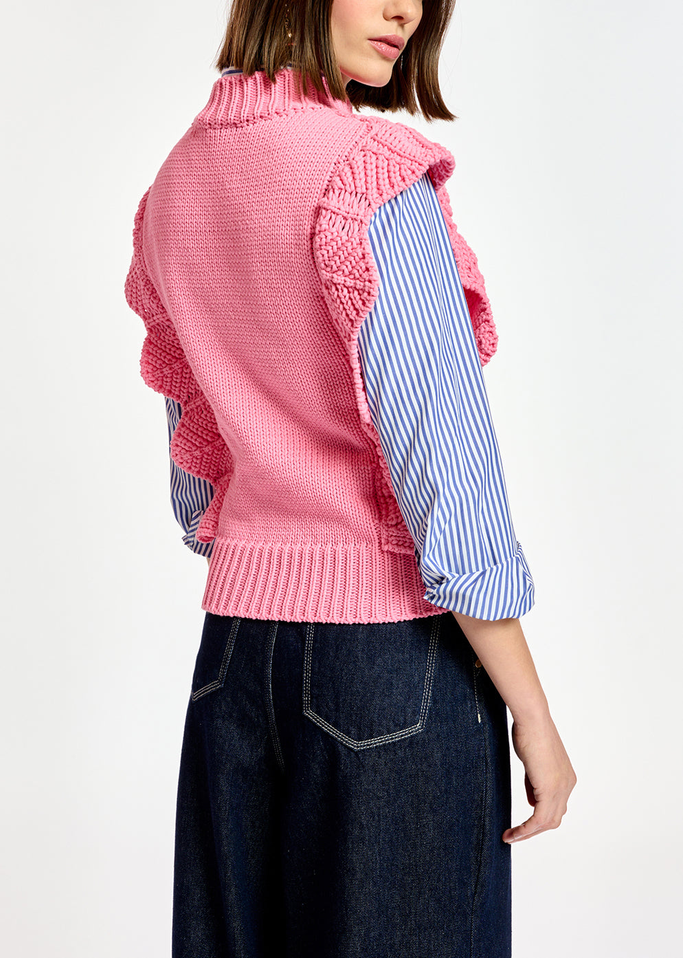 Pull sans manches rose clair à volants RE—SSENTIEL | Essentiel second hand