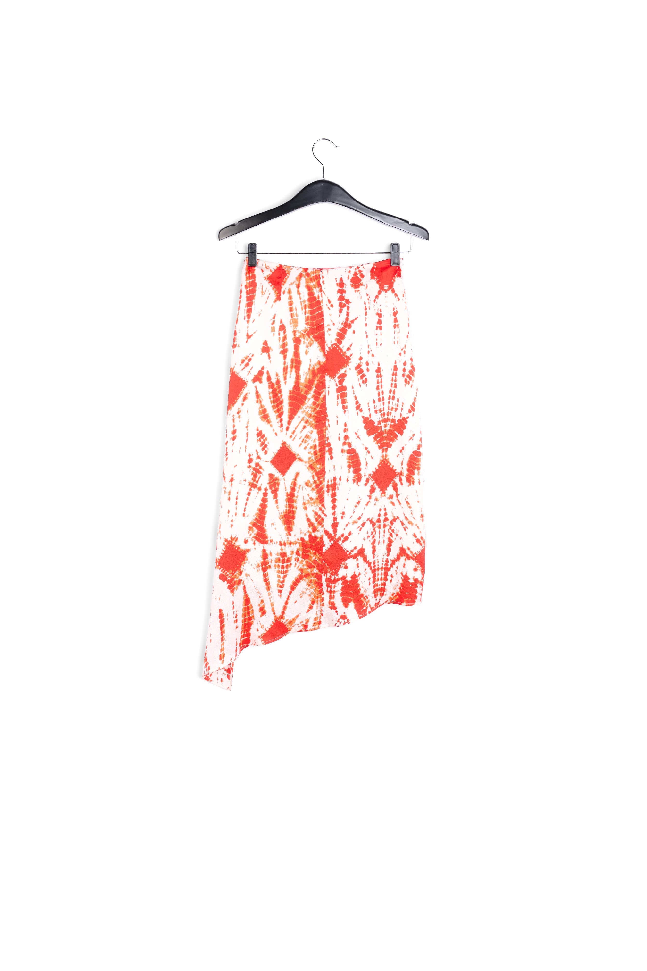 Off-white and red tie-dyed silk midi skirt RE—SSENTIEL | Essentiel second hand