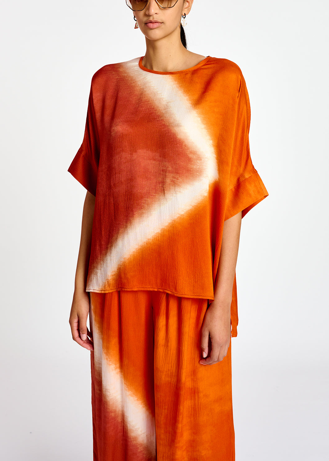 Orange boxy tie-dye print top RE—SSENTIEL | Essentiel second hand