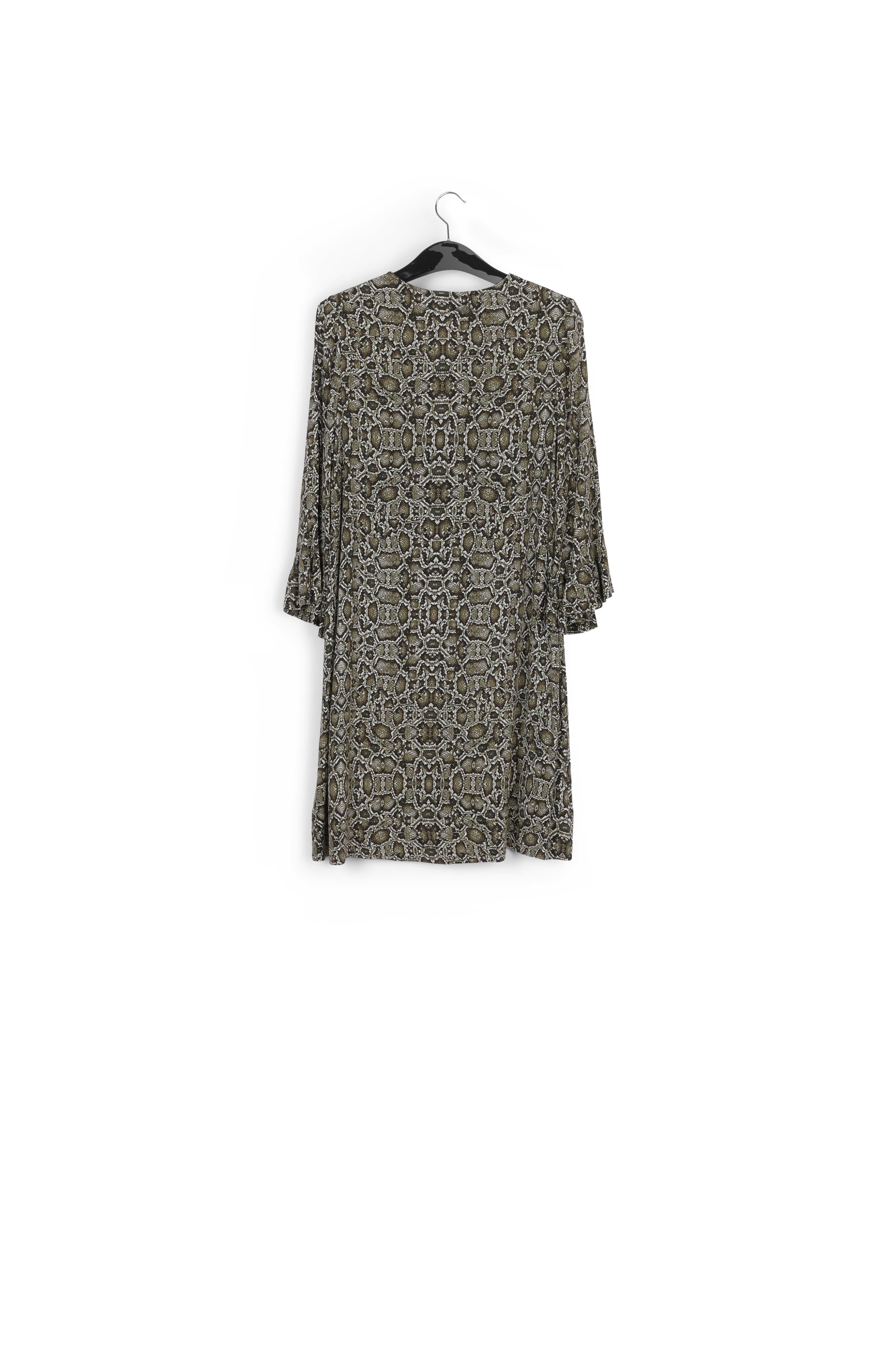 Kakigroene mini-jurk met slangenprint RE—SSENTIEL | Essentiel second hand