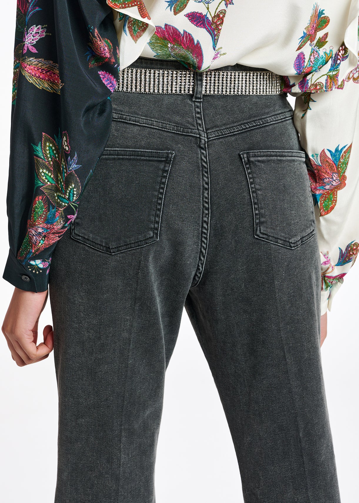 Black cotton-stretch flared-fit jeans RE—SSENTIEL | Essentiel second hand