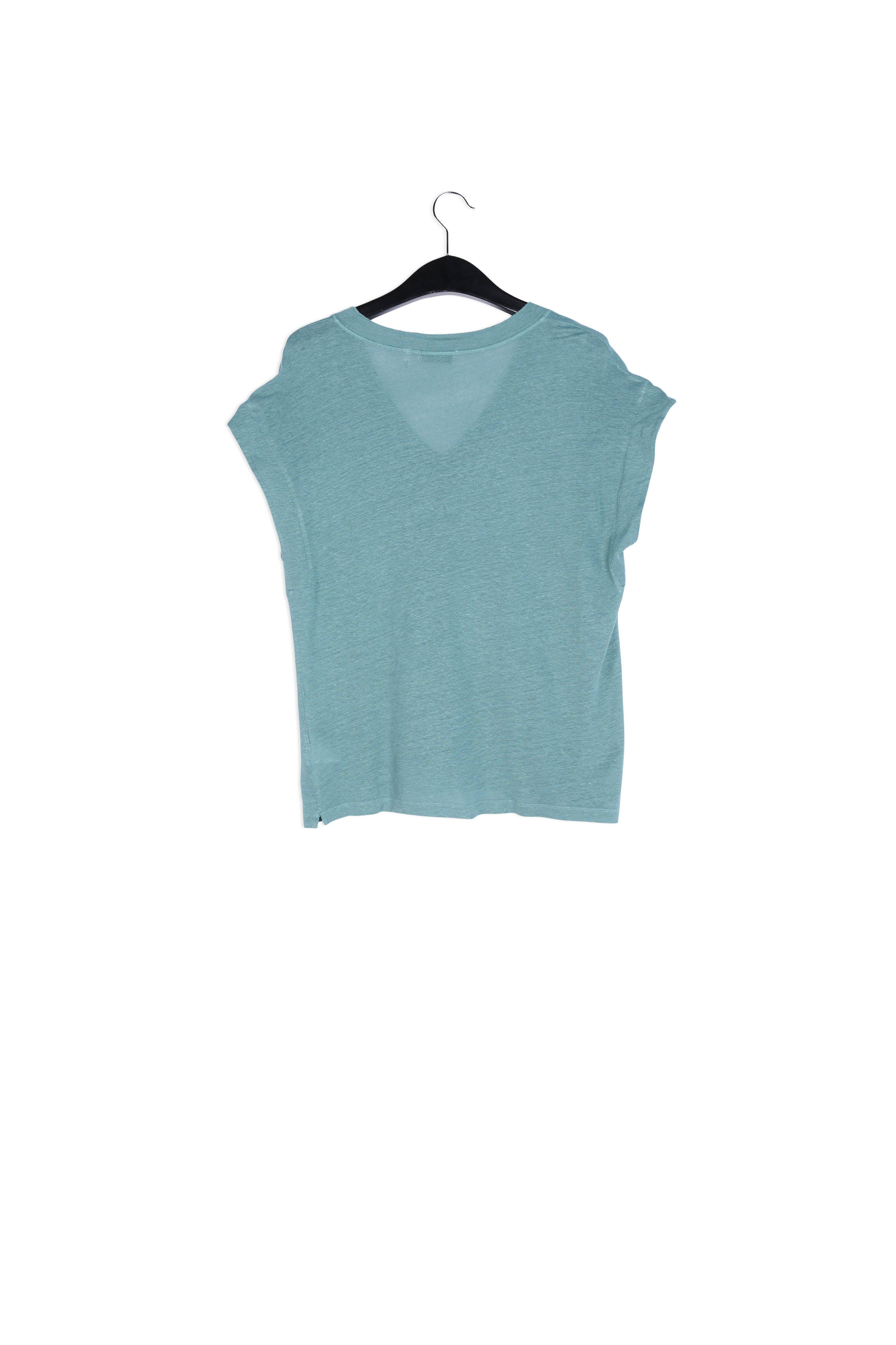 Blue linen V-neck T-shirt RE—SSENTIEL | Essentiel second hand