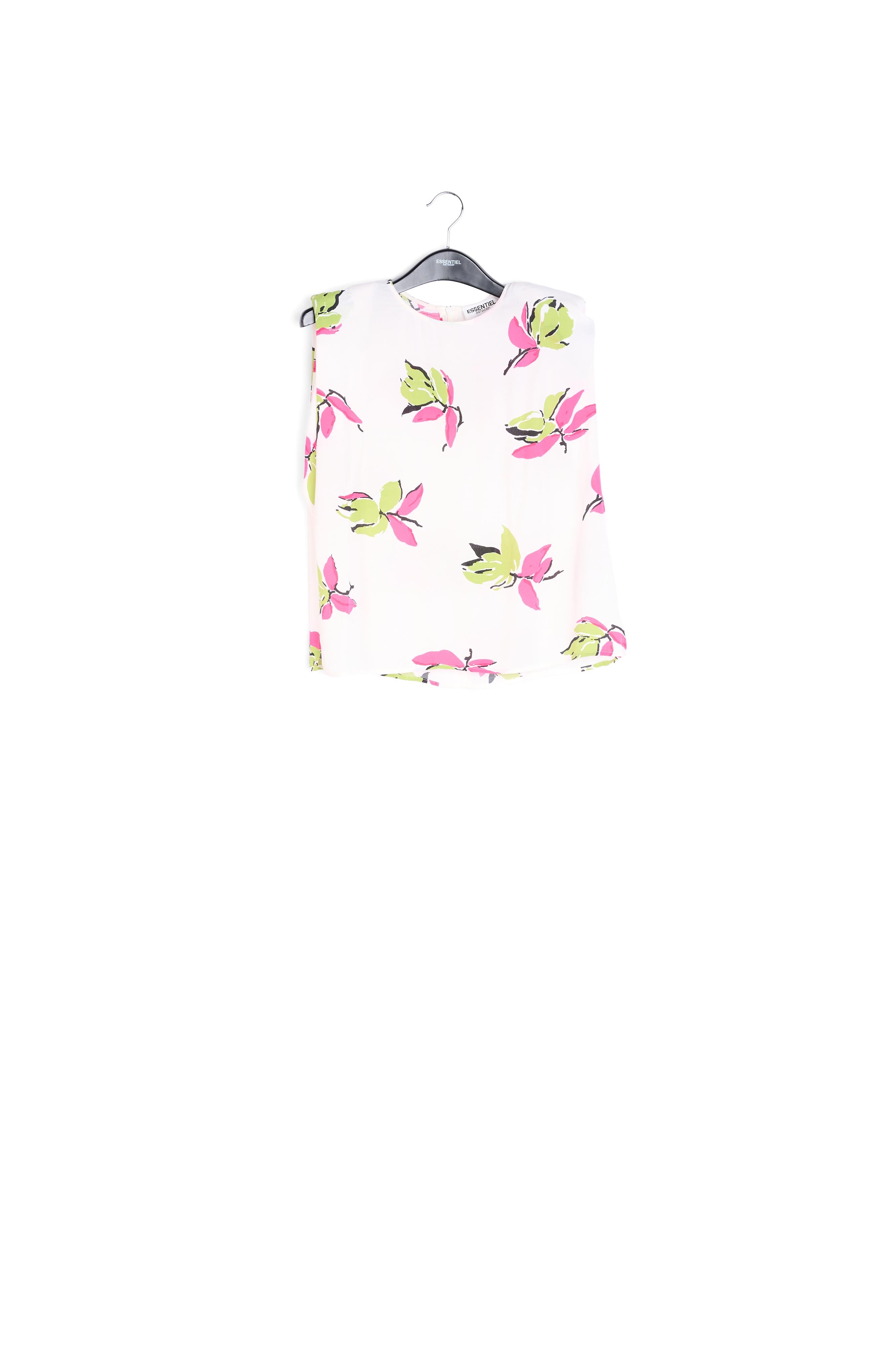 Gebroken witte mouwloze bloementop met schoudervulling RE—SSENTIEL | Essentiel second hand