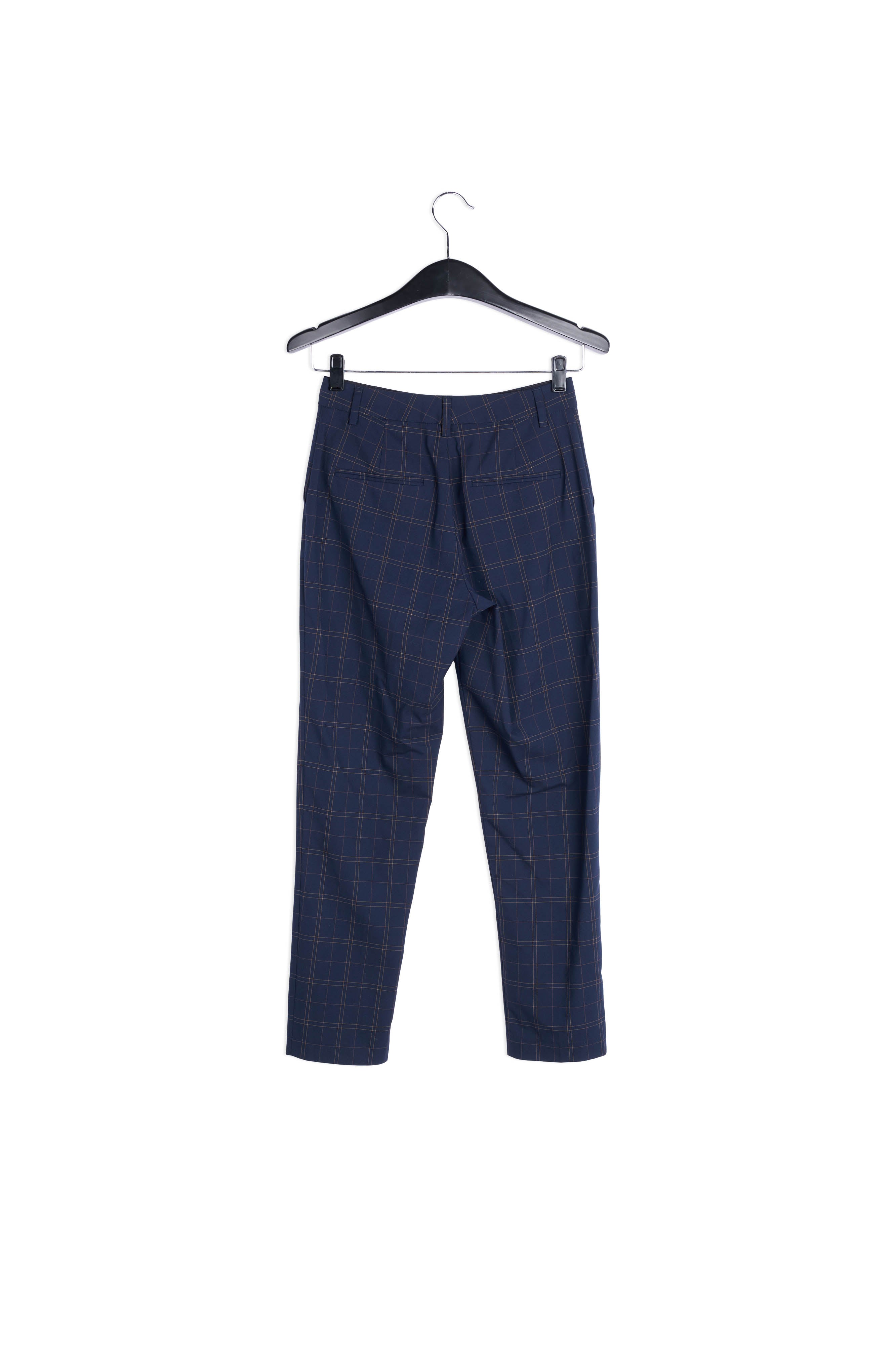 Donkerblauwe geklede broek met ruitjes RE—SSENTIEL | Essentiel second hand